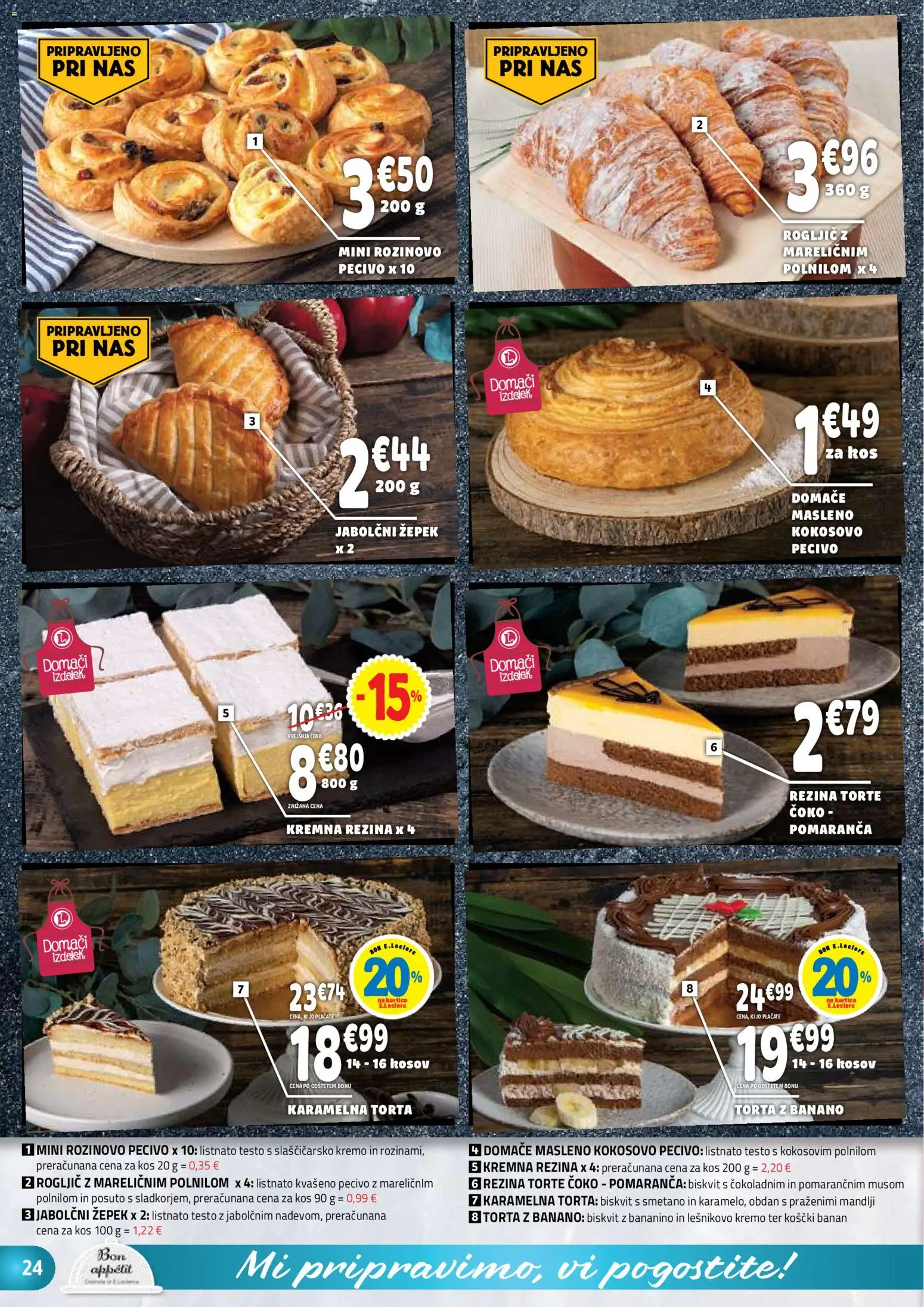 Novi E.leclerc katalog ponudbe – veljaven od 18.03.2026 | Stran: 24 | Izdelki: Mandlji, Torta, Kos