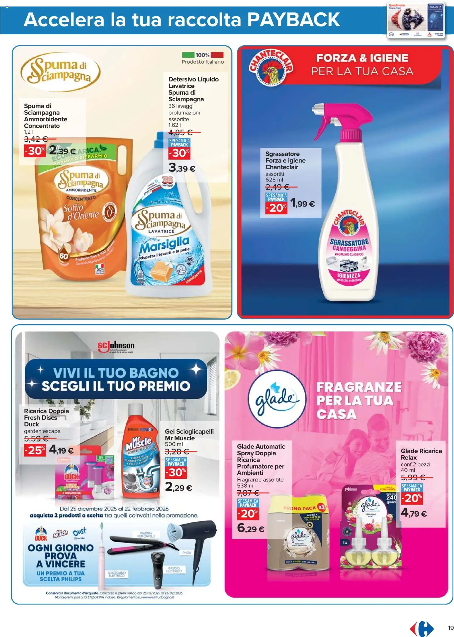 Volantino Carrefour del 02.01.2026 | Pagina: 19 | Prodotti: Ammorbidente, Candeggina, Bagno, Profumo