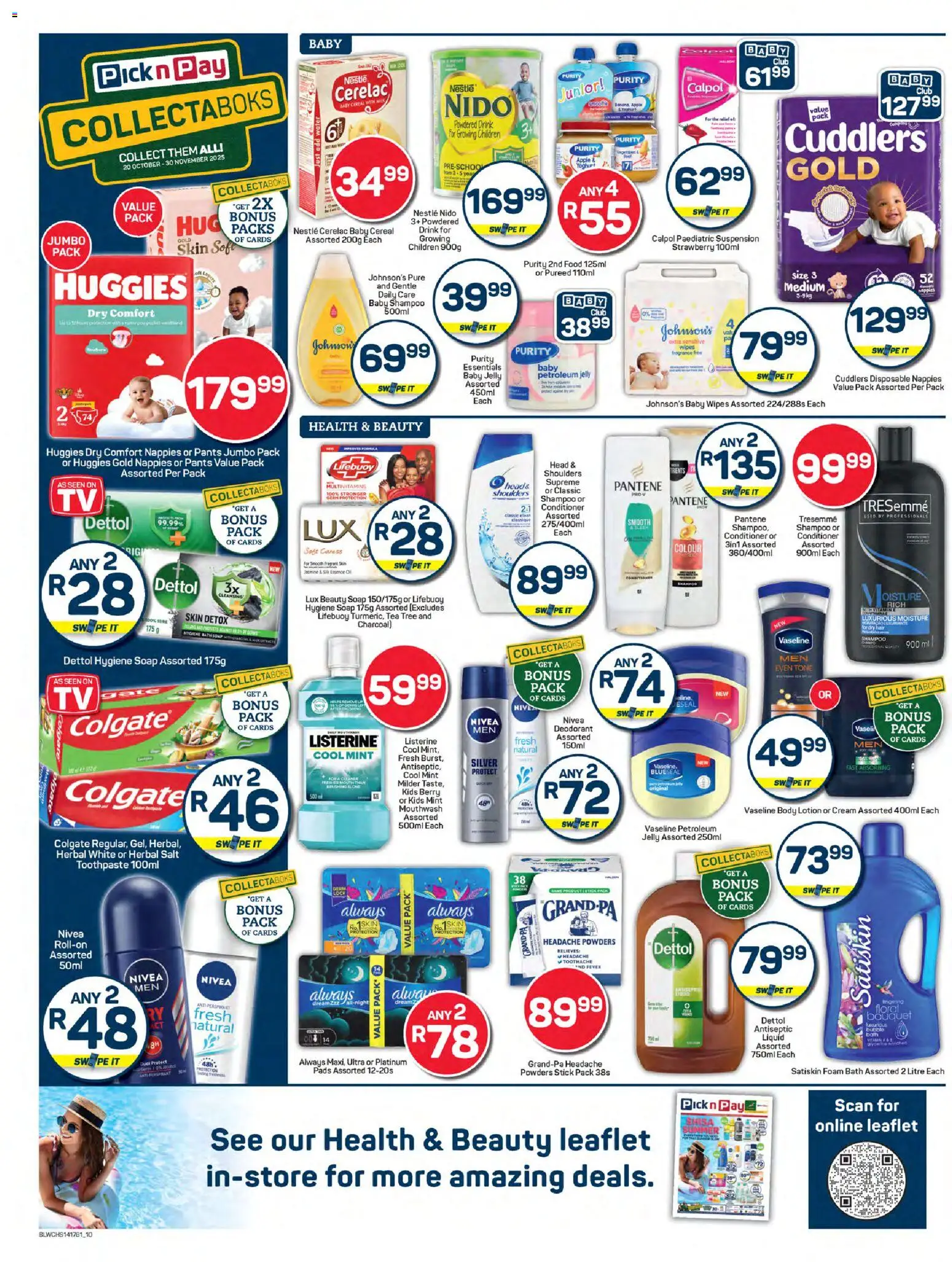 New Pick n Pay catalogue – valid from 23.10.2025 | Page: 10 | Products: Pads, Soap, Water, Lotion