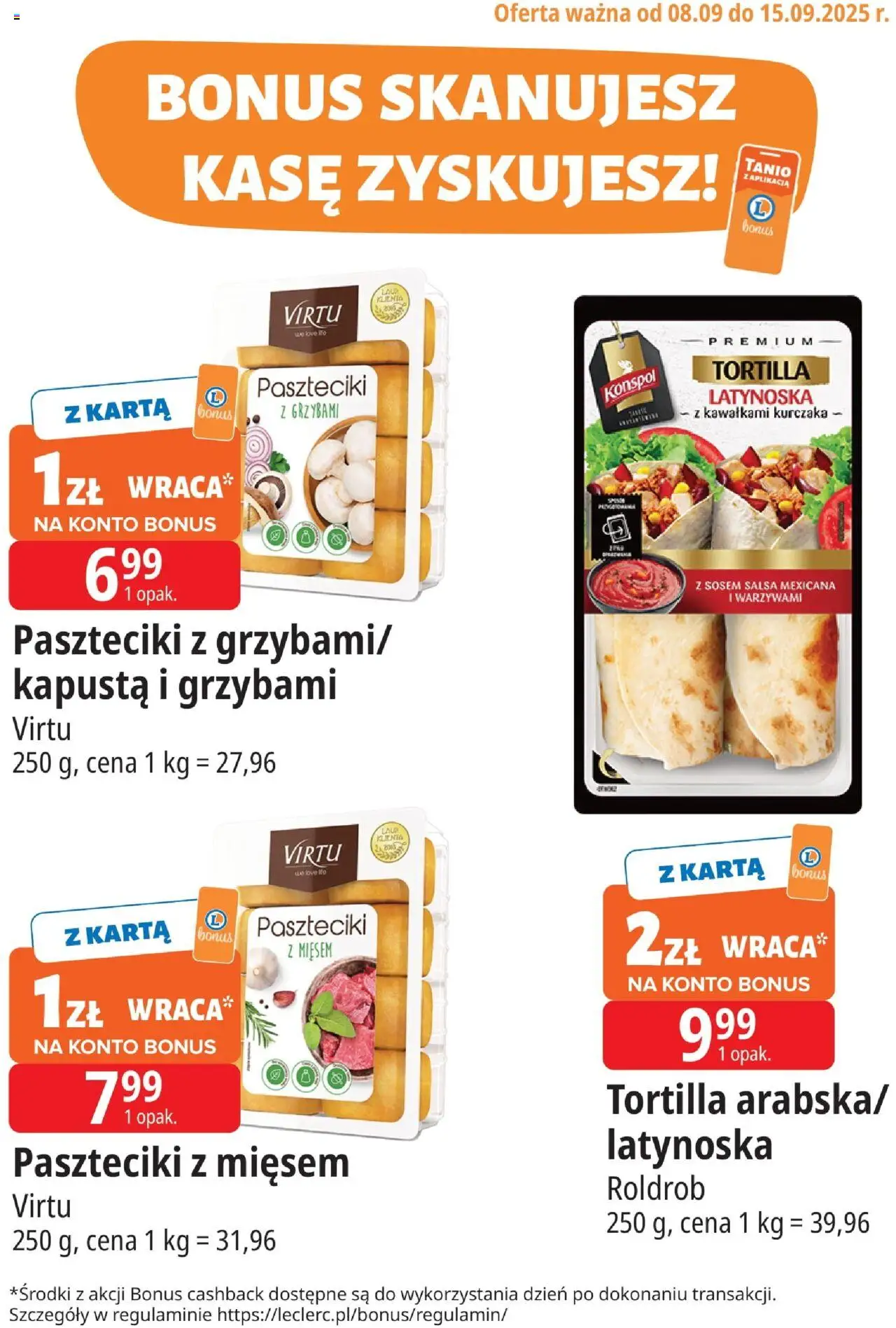 E.Leclerc Gazetka - Wrocław kupony dodatkowe od 08.09.2025 | Strona: 2 | Produkty: Kapusta, Karta, Tortilla