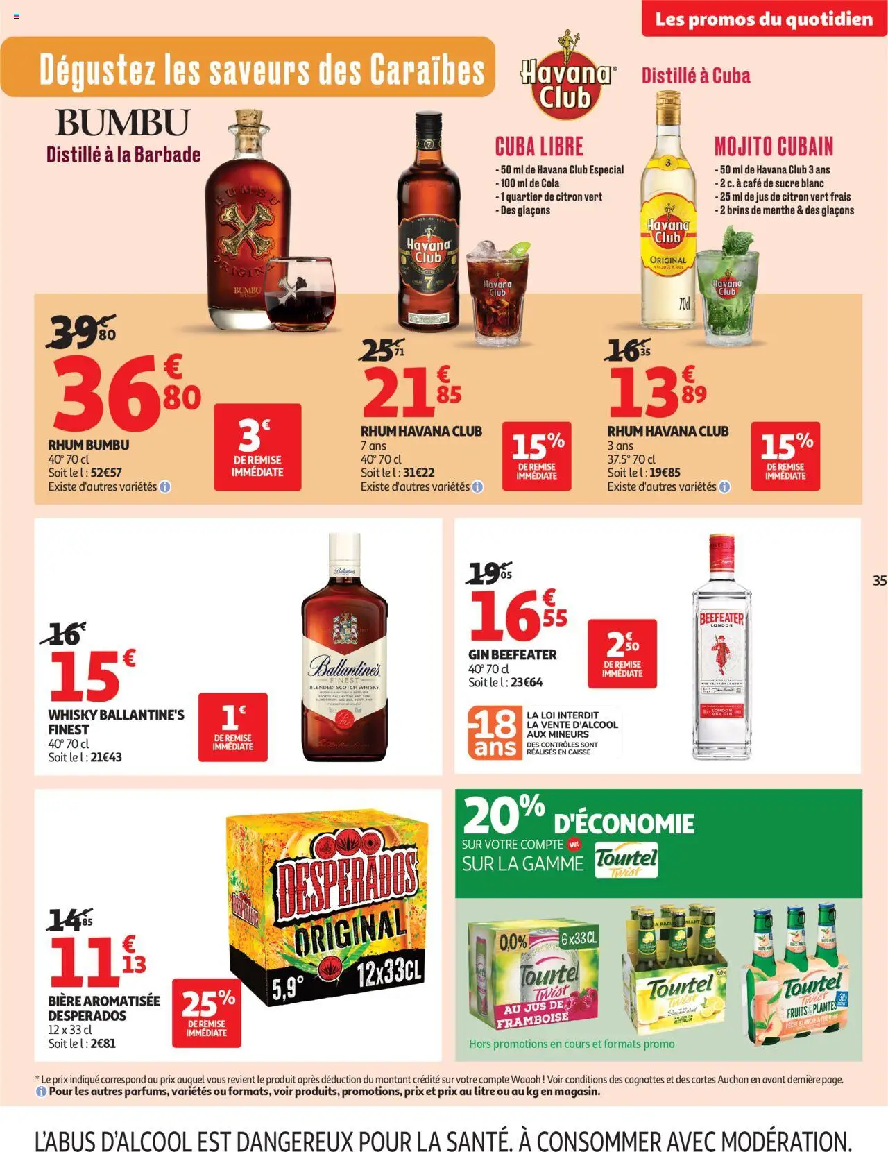 {H1} | Page: 35 | Produits: Whisky, Sucre, Rhum bumbu, Bière