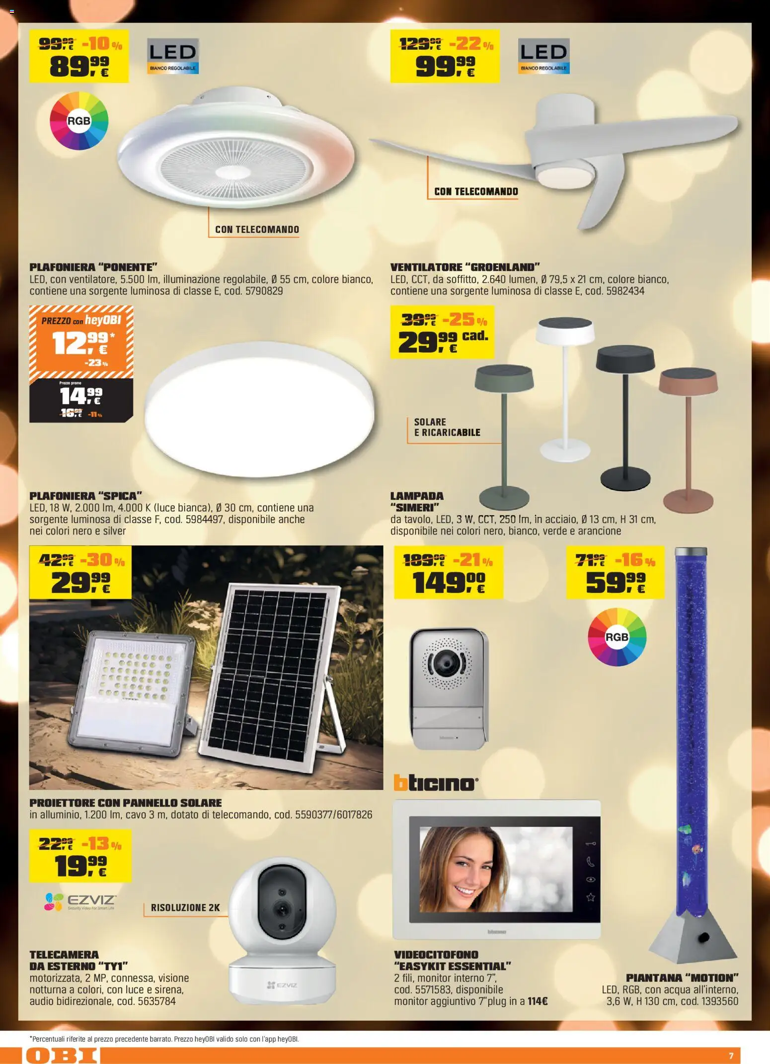 Volantino OBI del 02.04.2026 | Pagina: 7 | Prodotti: Ventilatore, Telecomando, Acqua, Cavo