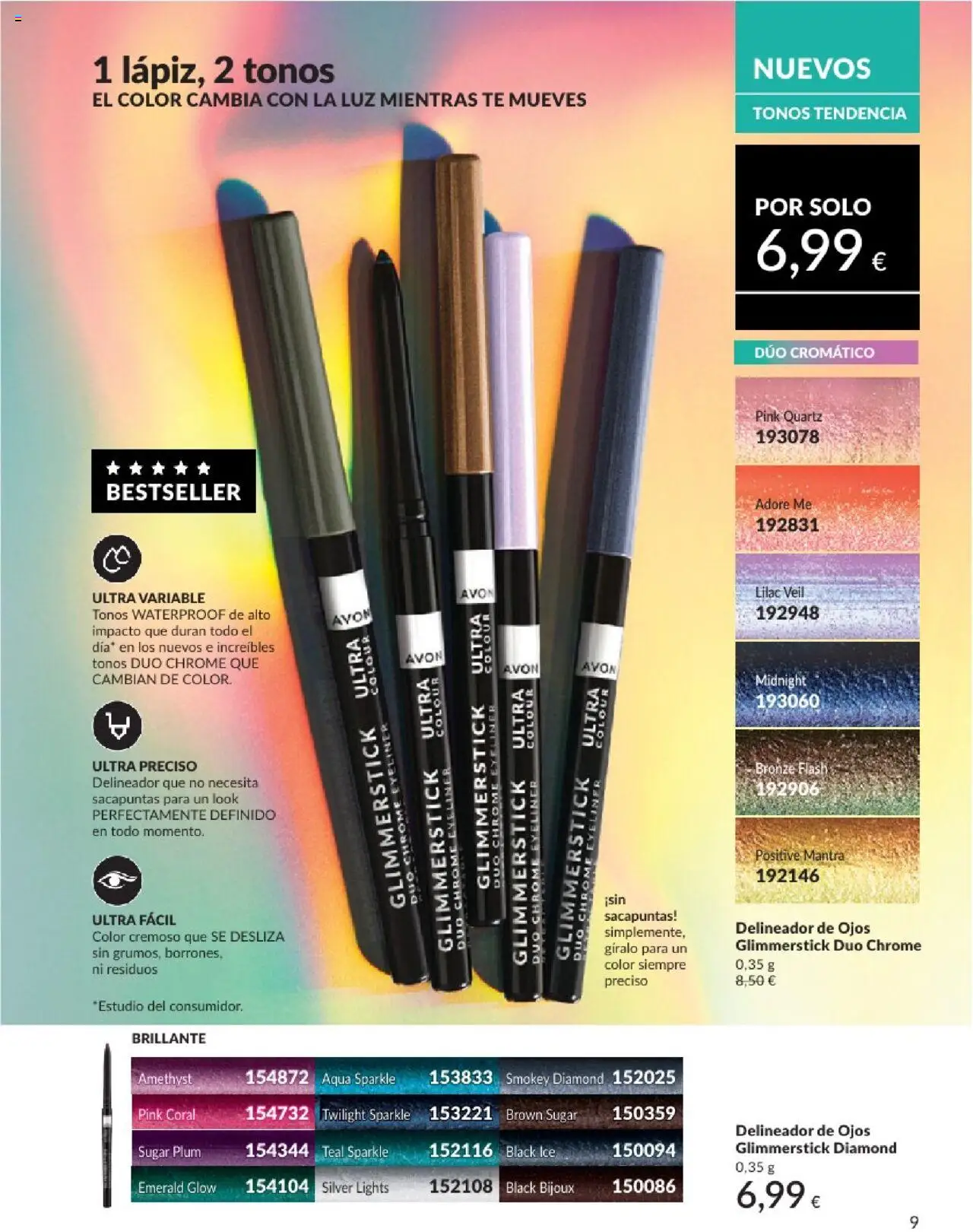 Catálogo AVON campaña 6 │ válido desde el 01.06.2025 | Página: 9 | Productos: Delineador de ojos, Delineador, Té, Sacapuntas