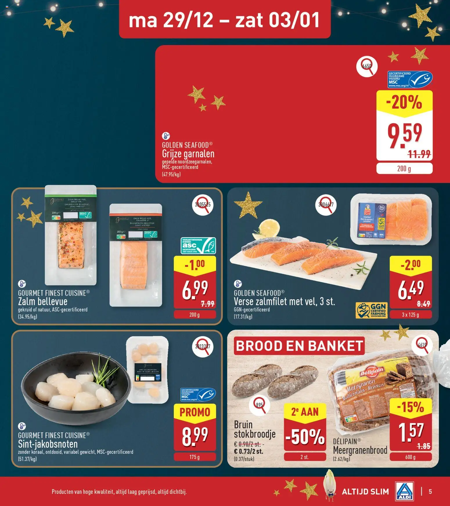 {H1} | Pagina: 5 | Producten: Zalm, Kekszek, Brood