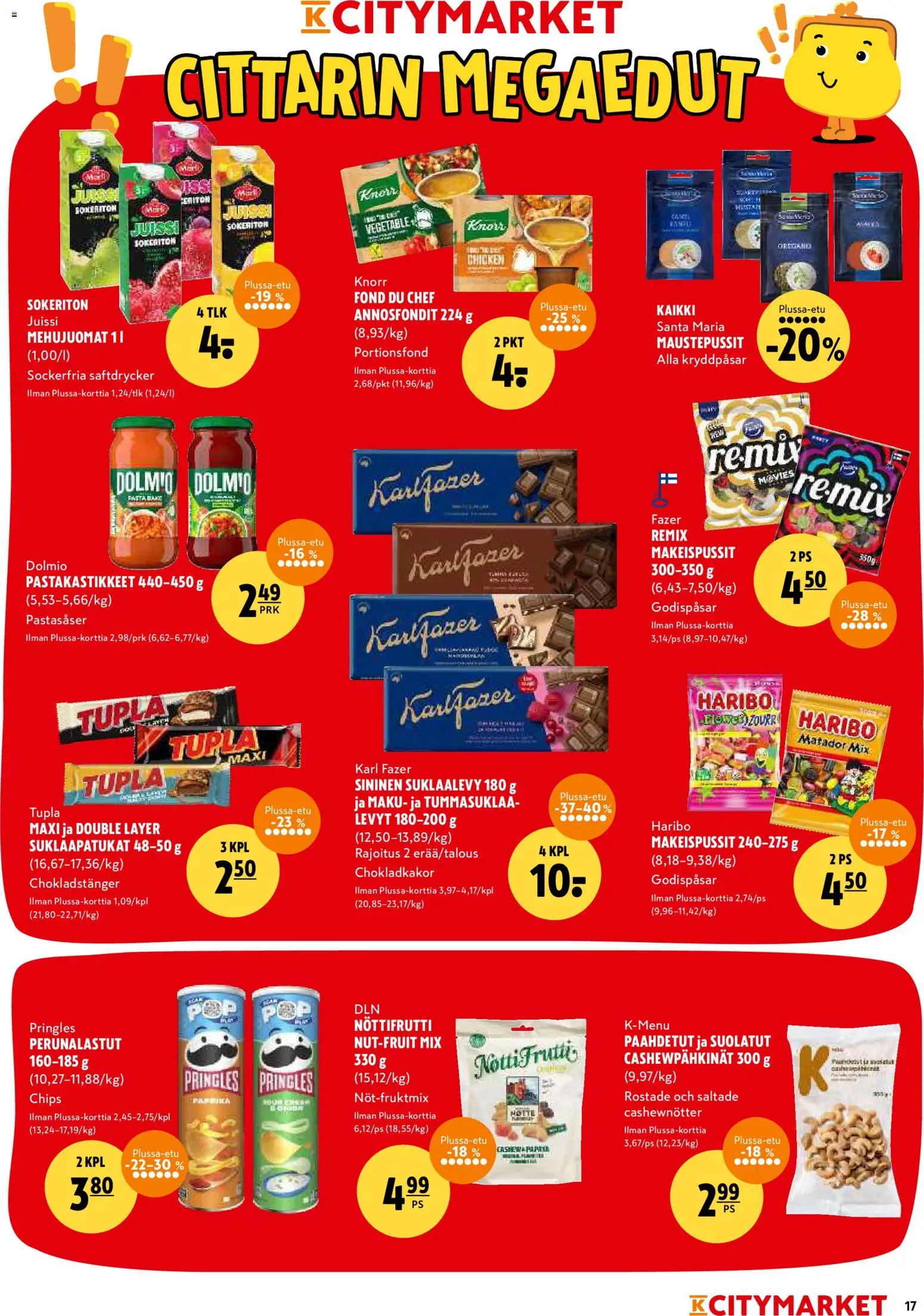 K-Citymarket tarjoukset – voimassa 19.01.2026 alkaen | Sivu: 17 | Tuotteet: Makeispussit, Oregano, Suklaapatukat