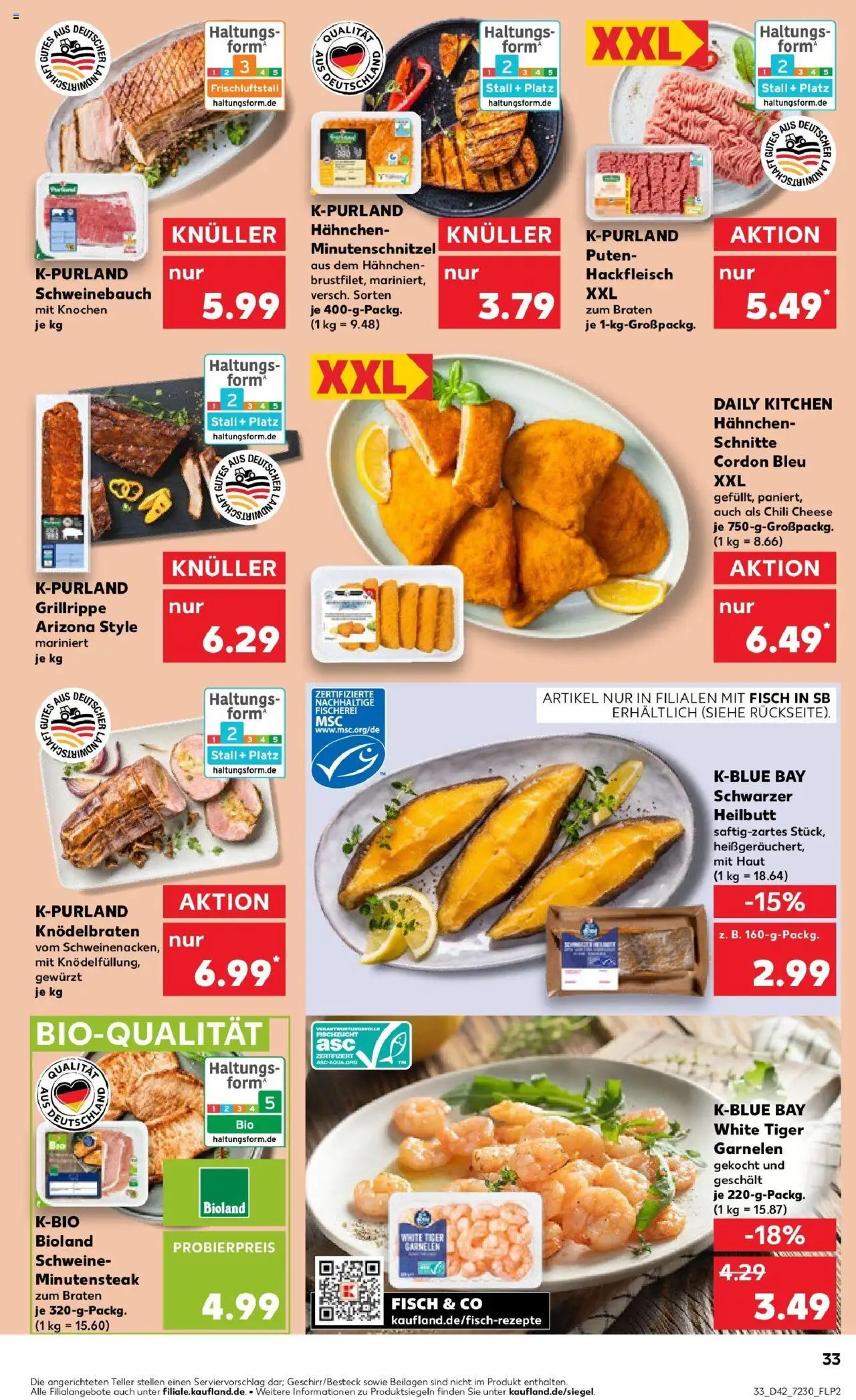 Kaufland prospekt Hagen	 – gültig ab 15.10.2025 | Seite: 33 | Produkte: Schweinebauch, Fisch, Tiger garnelen, Hackfleisch