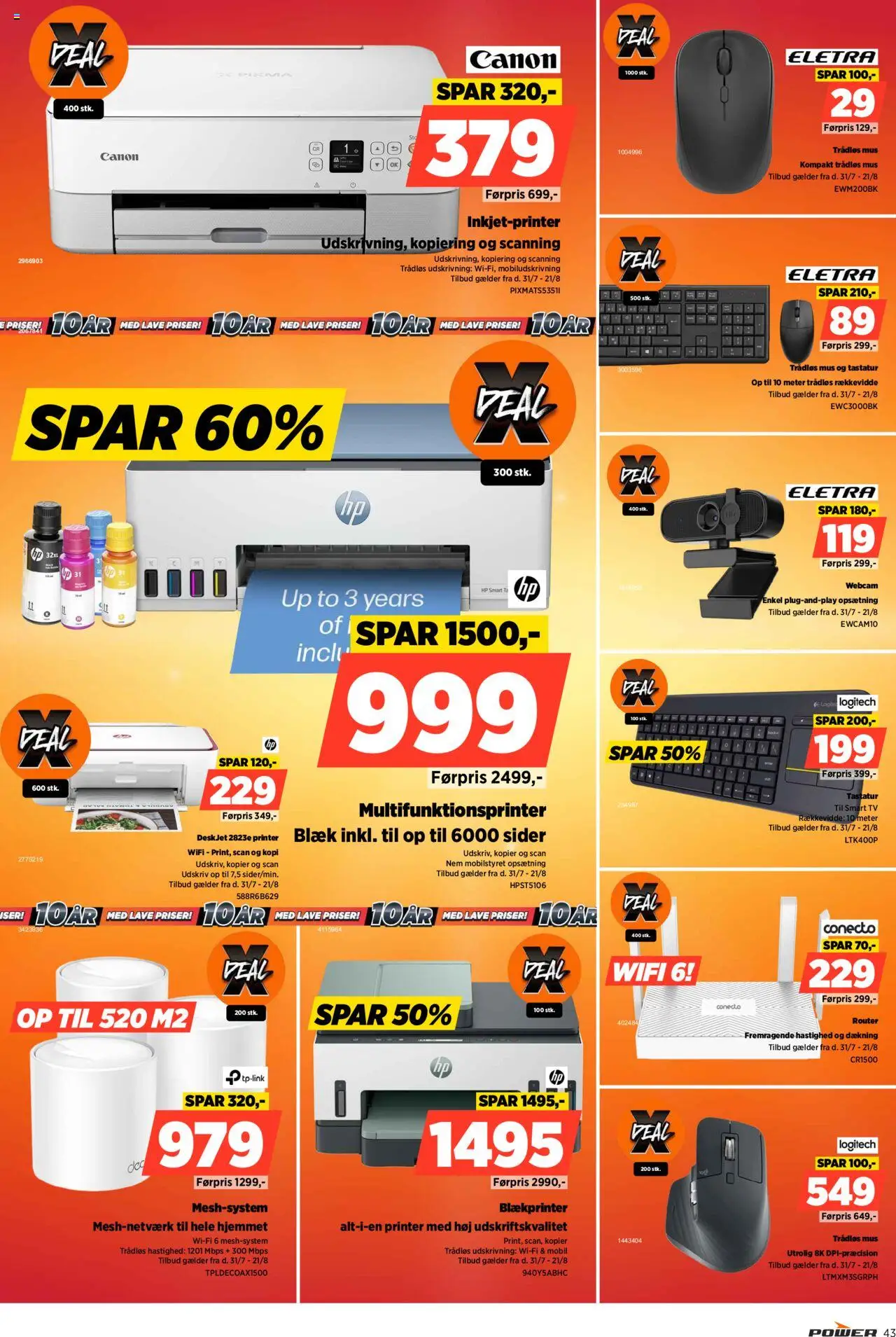 Power Tilbudsavis gyldig fra 31.07.2025 | Side: 43 | Produkter: Printer, Mus, TV, Webcam
