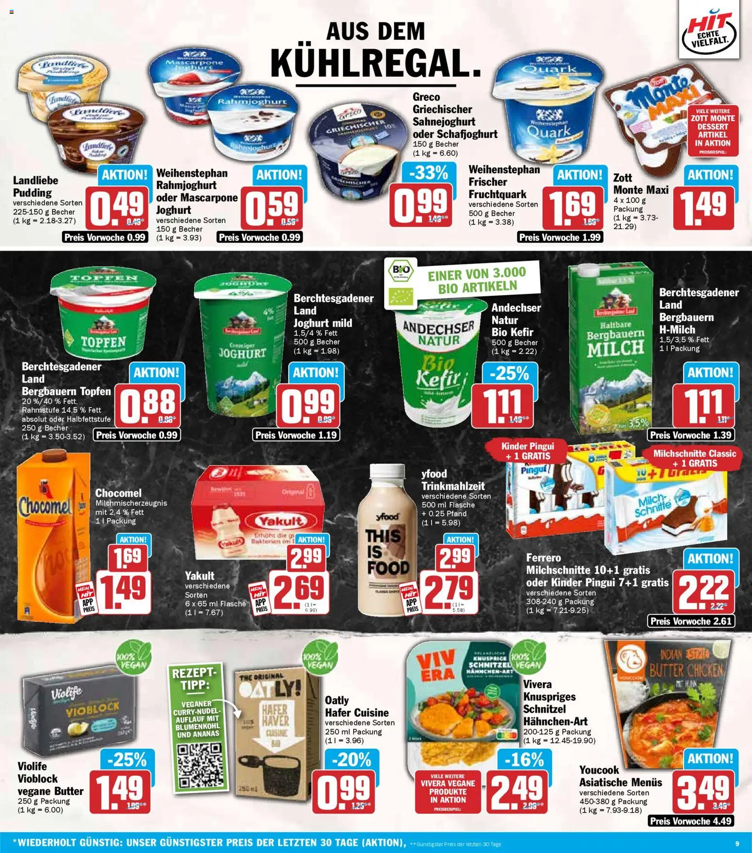 HIT Bayern – gültig ab 12.01.2026 | Seite: 9 | Produkte: Joghurt, Schnitzel, Chocomel, Blumenkohl