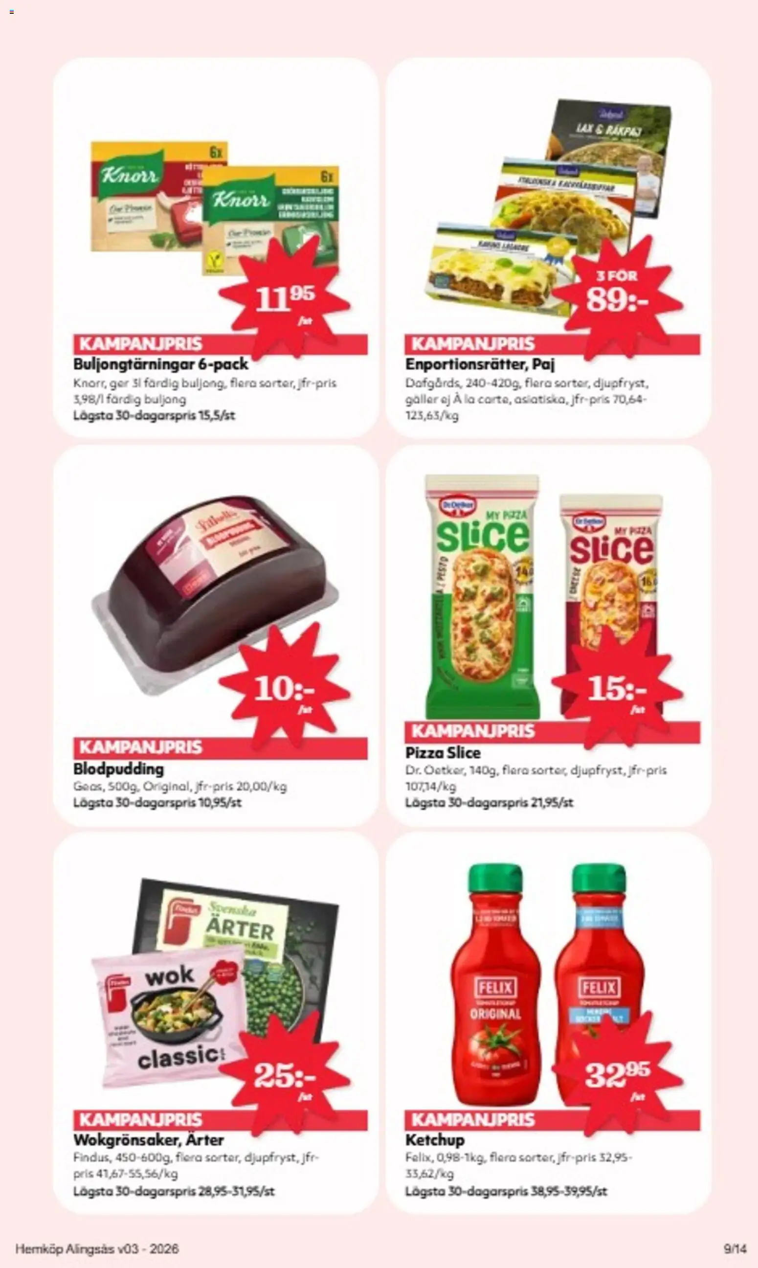 Hemköp reklamblad aktuell från 12.01.2026 | Sida: 9 | Produkter: Galler, Lax, Pizza, Ketchup