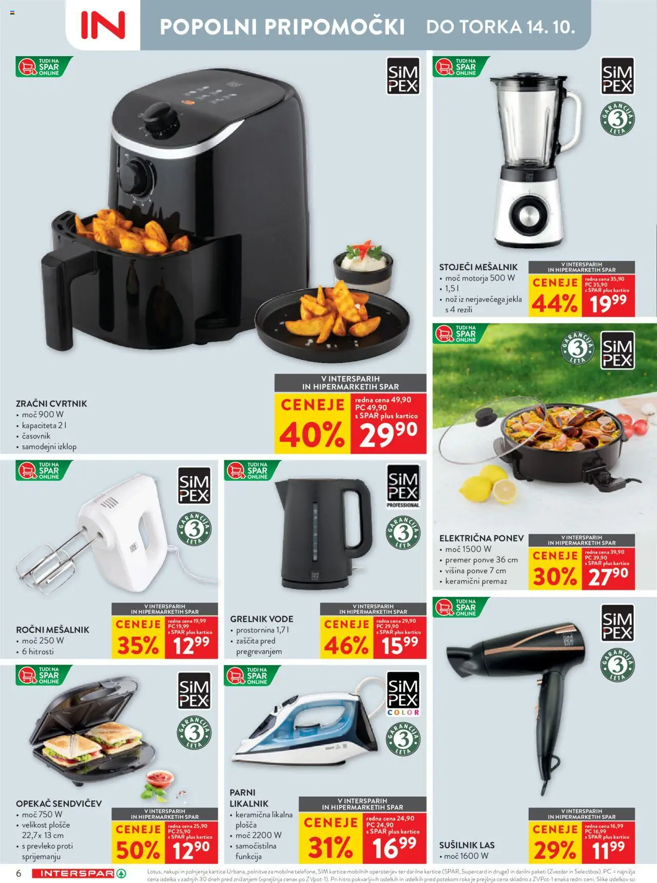 Novi Spar katalog ponudbe – veljaven od 01.10.2025 | Stran: 6 | Izdelki: Nož, Likalnik, Grelnik vode, Časovnik