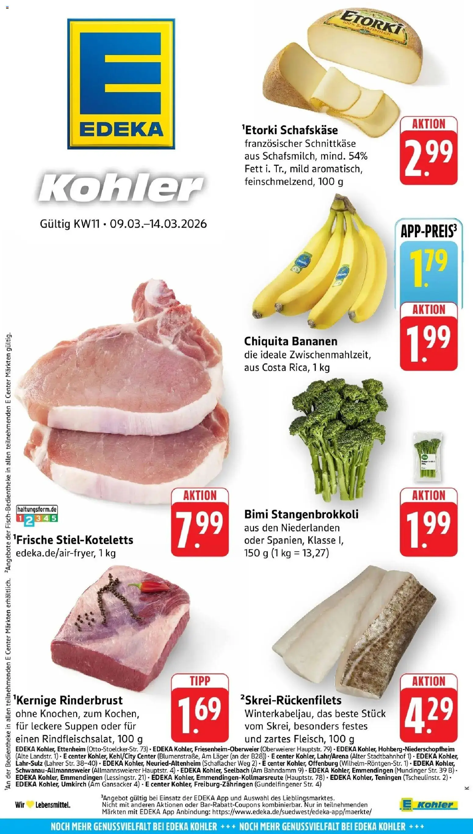 Edeka prospekt Ettenheim	 – gültig ab 09.03.2026 | Seite: 45 | Produkte: Bananen, Schafskase