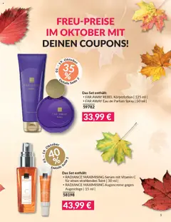 AVON Katalog Oktober 2025 ab 01.10.2025 gültig | Seite: 5 | Produkte: Body Lotion, Körperlotion, Eau de Parfum, Serum