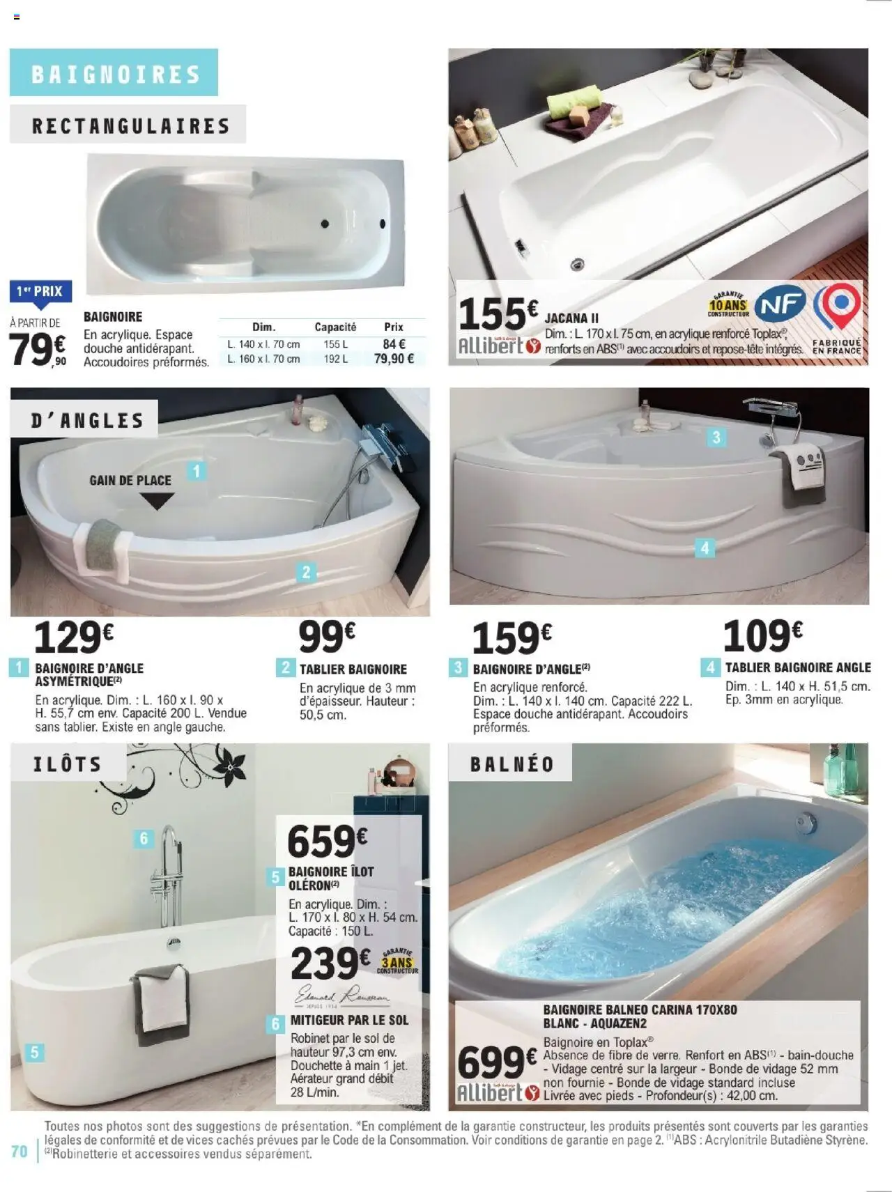  | Page: 70 | Produits: Tablier, Robinet, Baignoire, Douche