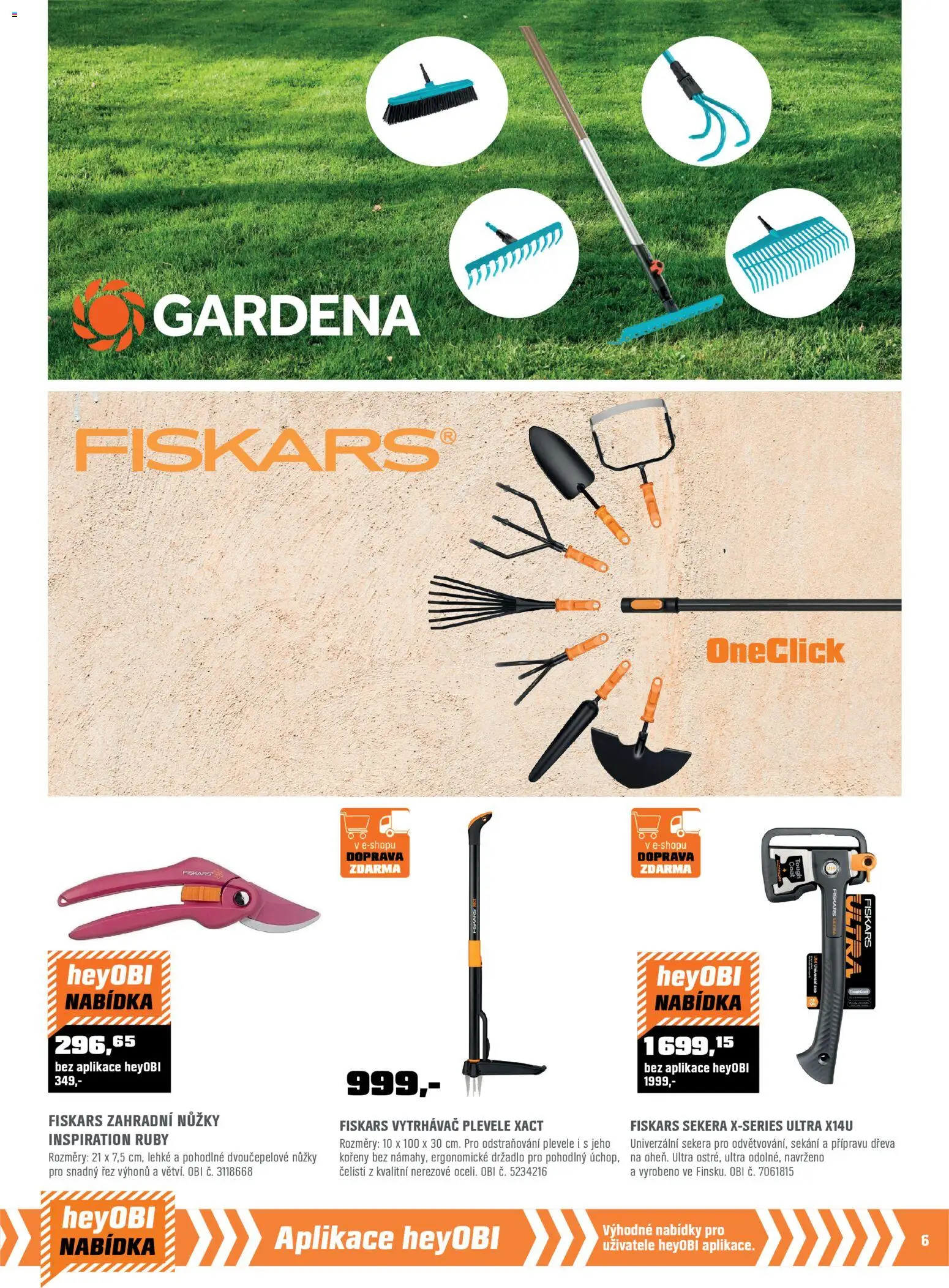 OBI leták - Bobří síla v akci od 01.03.2026 | Strana: 7 | Produkty: Sekera, Nůžky, Fiskars, Zahradní nůžky