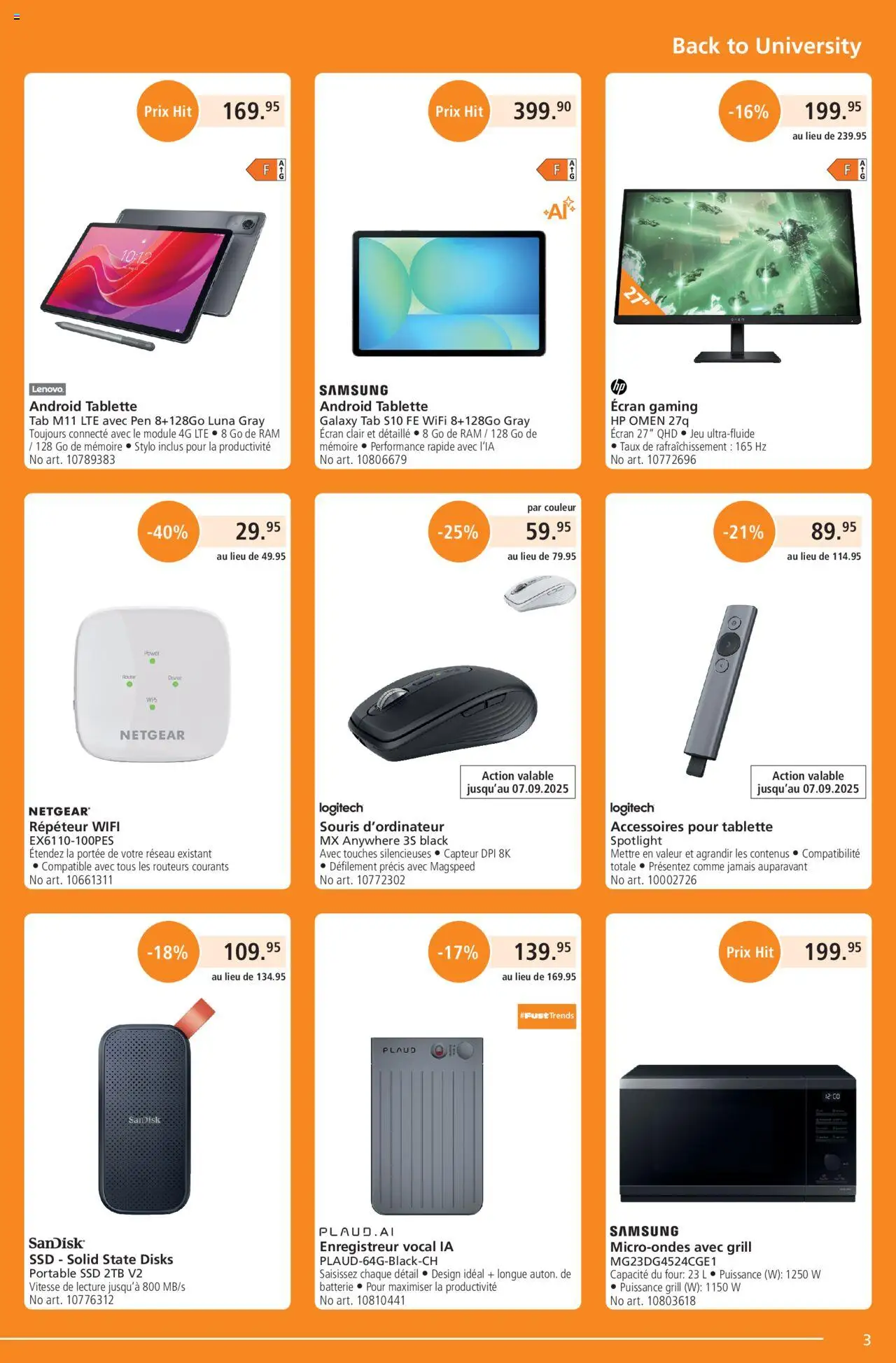 Fust Aktionen FR ab 25.08.2025 | Seite: 3 | Produkte: Tablette, Samsung, HP, Grill