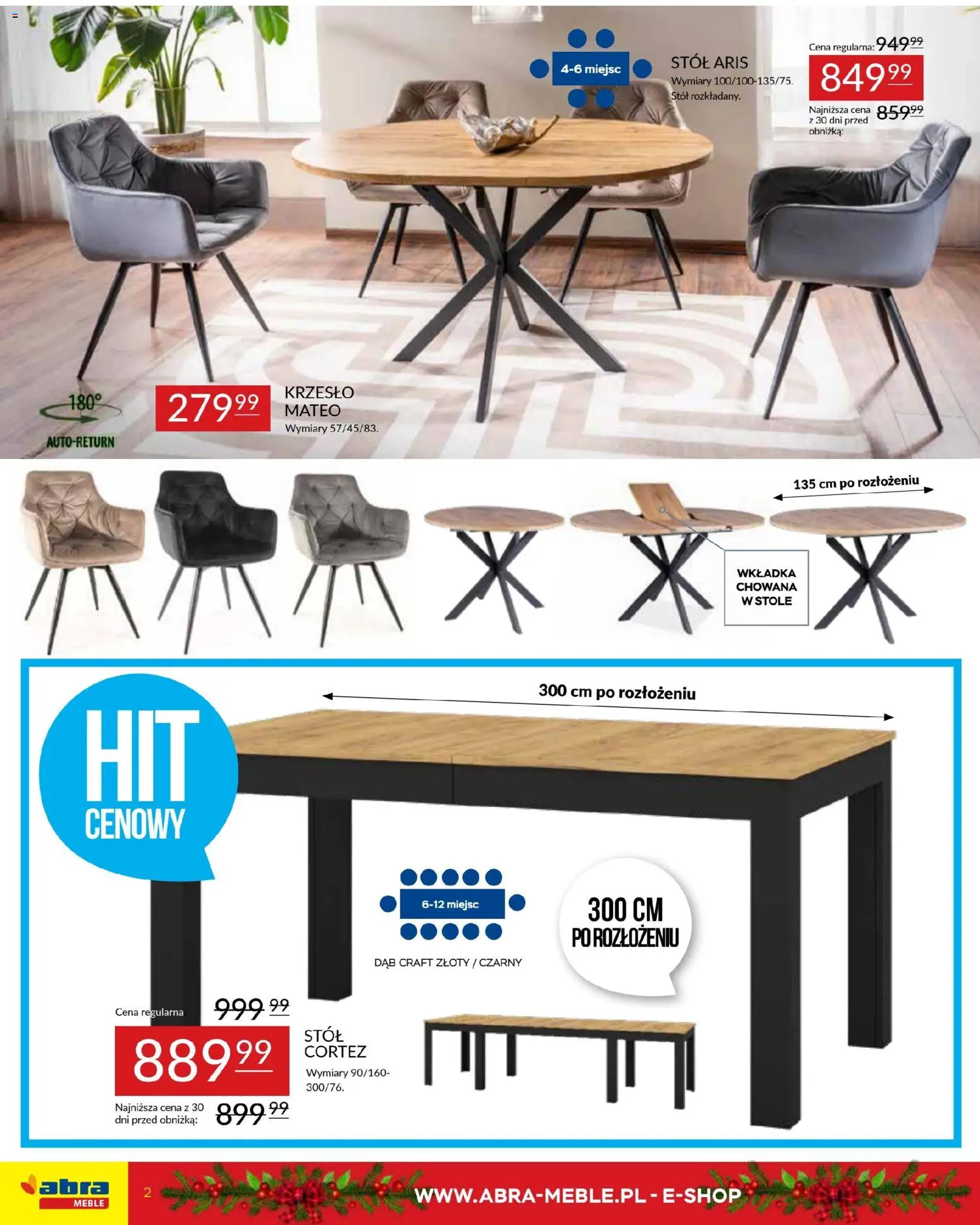 Abra meble Gazetka od 03.12.2025 | Strona: 2 | Produkty: Stół, Krzesło