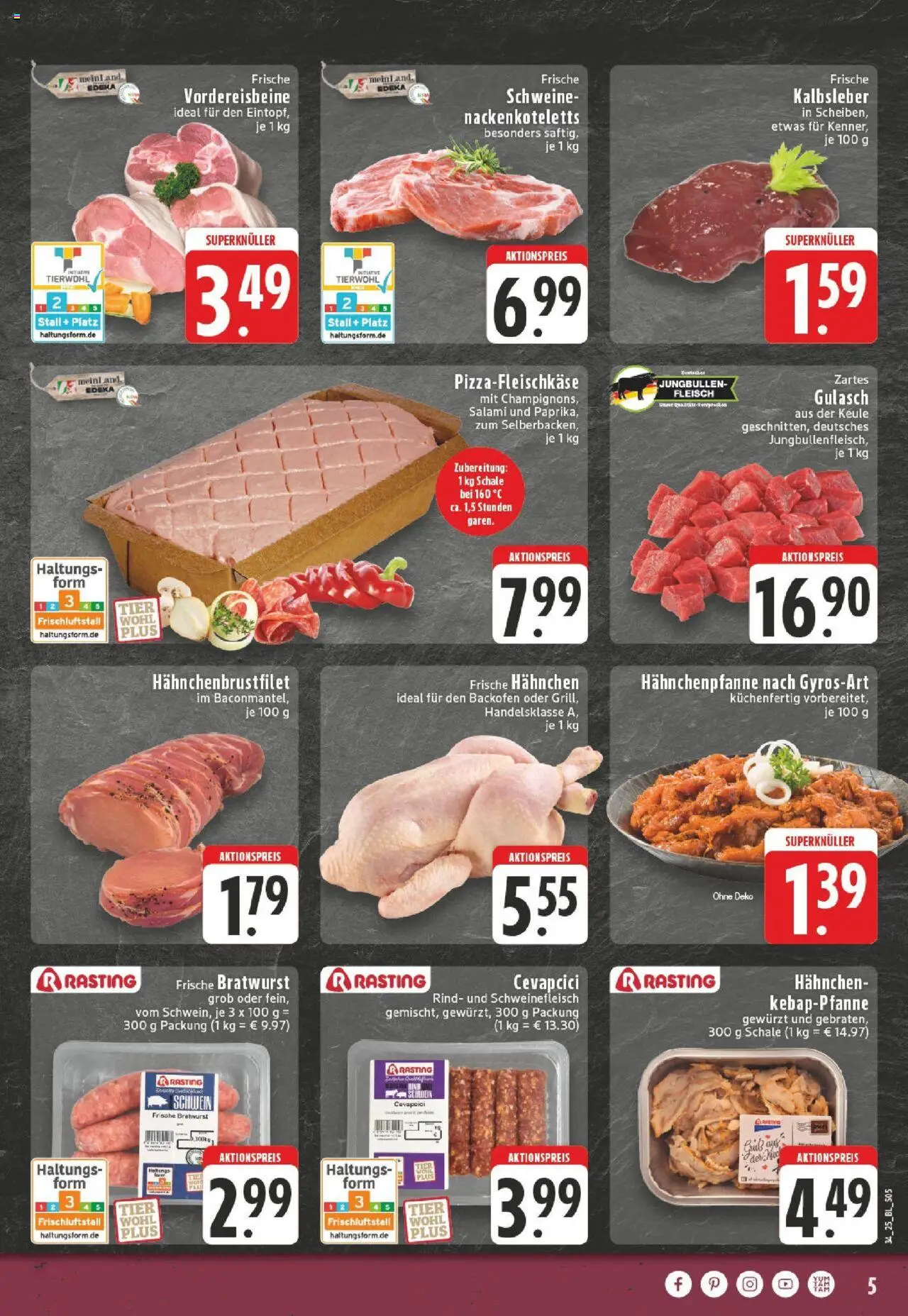 Edeka Prospekt 	 - gültig ab dem 18.08.2025 | Seite: 5 | Produkte: Hahnchen, Cevapcici, Kalbsleber, Schweinefleisch