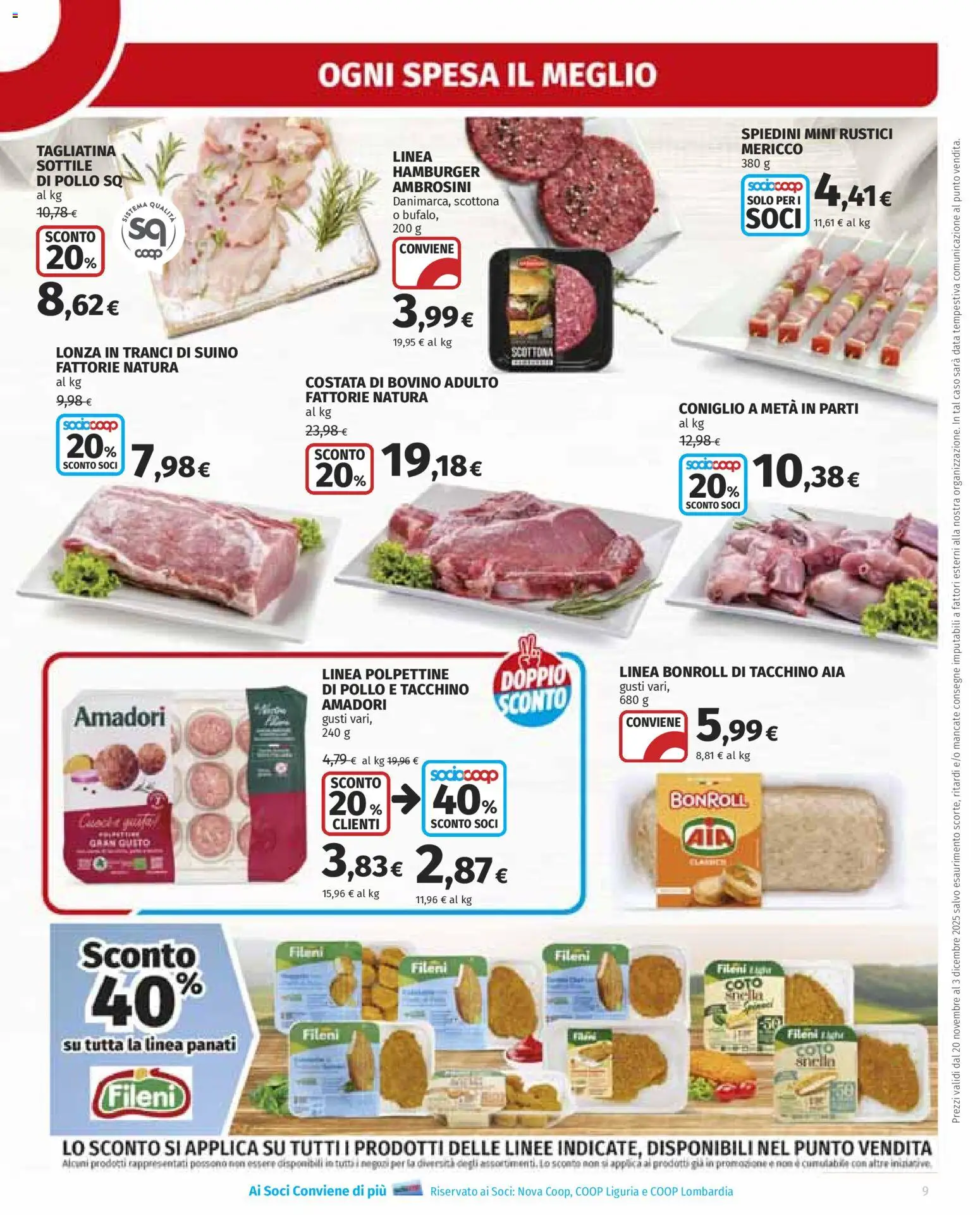 Volantino Ipercoop del 20.11.2025 | Pagina: 9 | Prodotti: Pollo, Tacchino, Data, Rustici