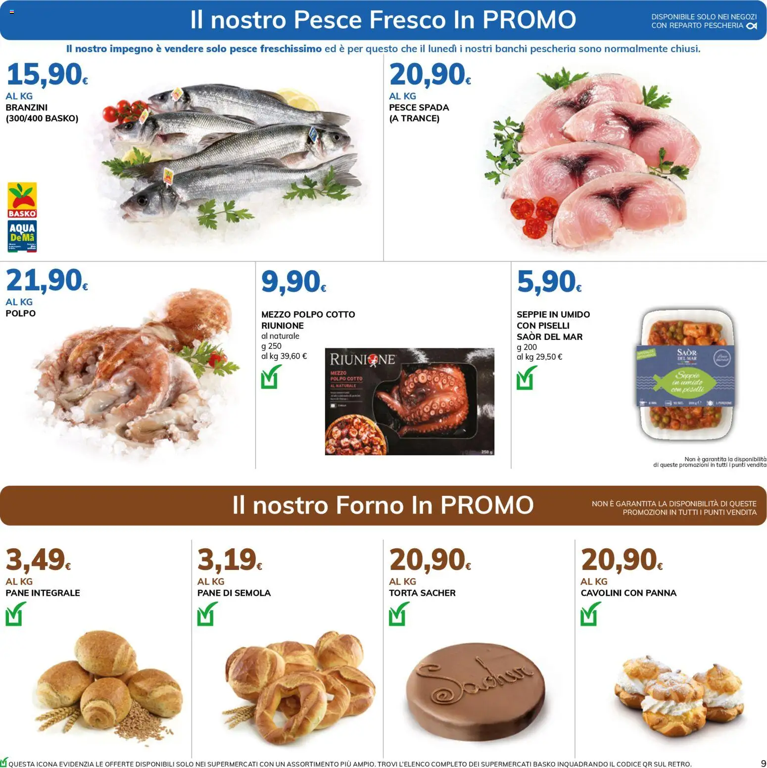 Volantino Basko del 27.11.2025 | Pagina: 9 | Prodotti: Pane, Piselli, Torta, Forno