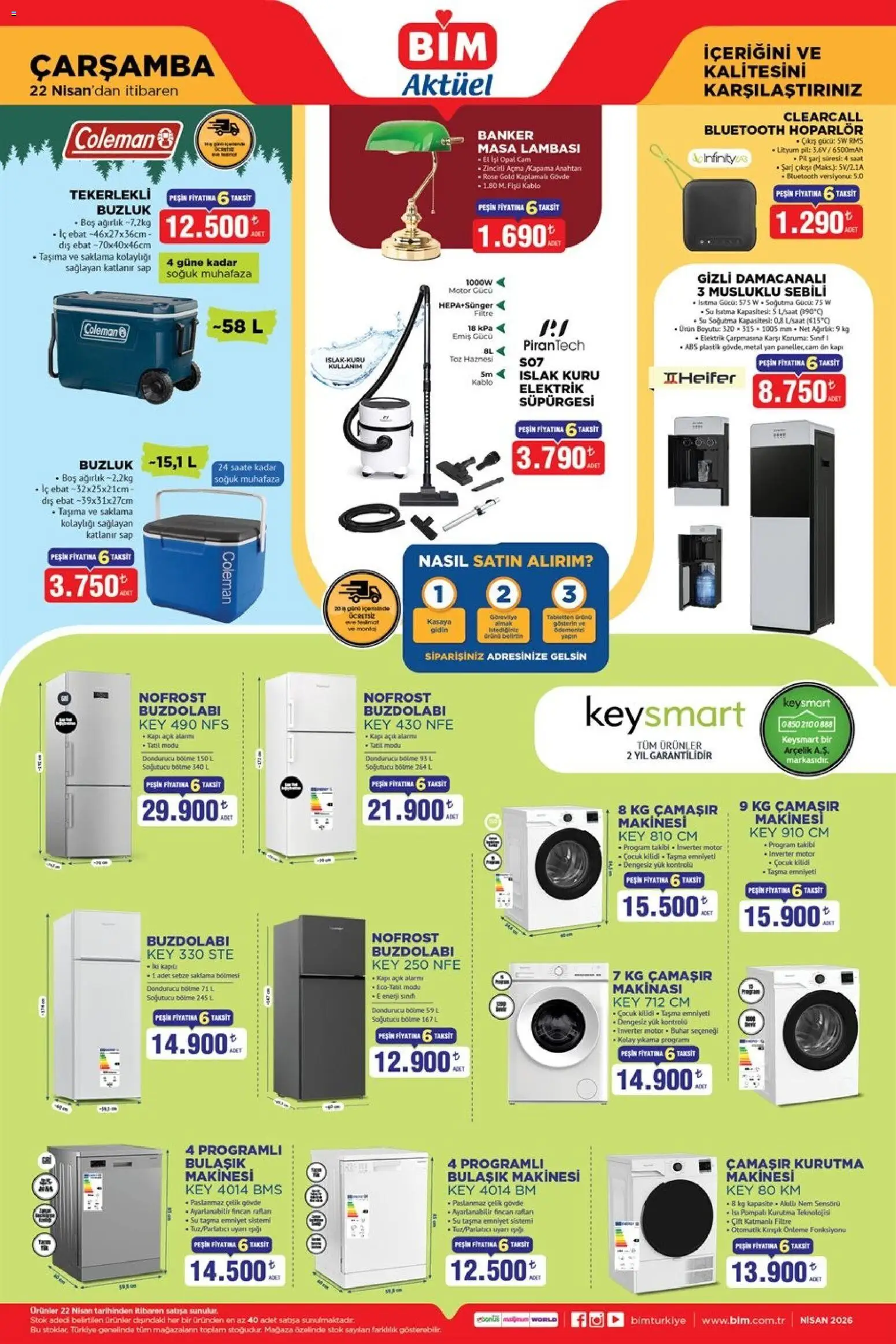 BİM - Katalog Çarşamba - 22.04.2026 tarihinden itibaren geçerlidir | Sayfa: 1 | Ürünler: Masa, Buzdolabı, Dondurucu, Ağırlık