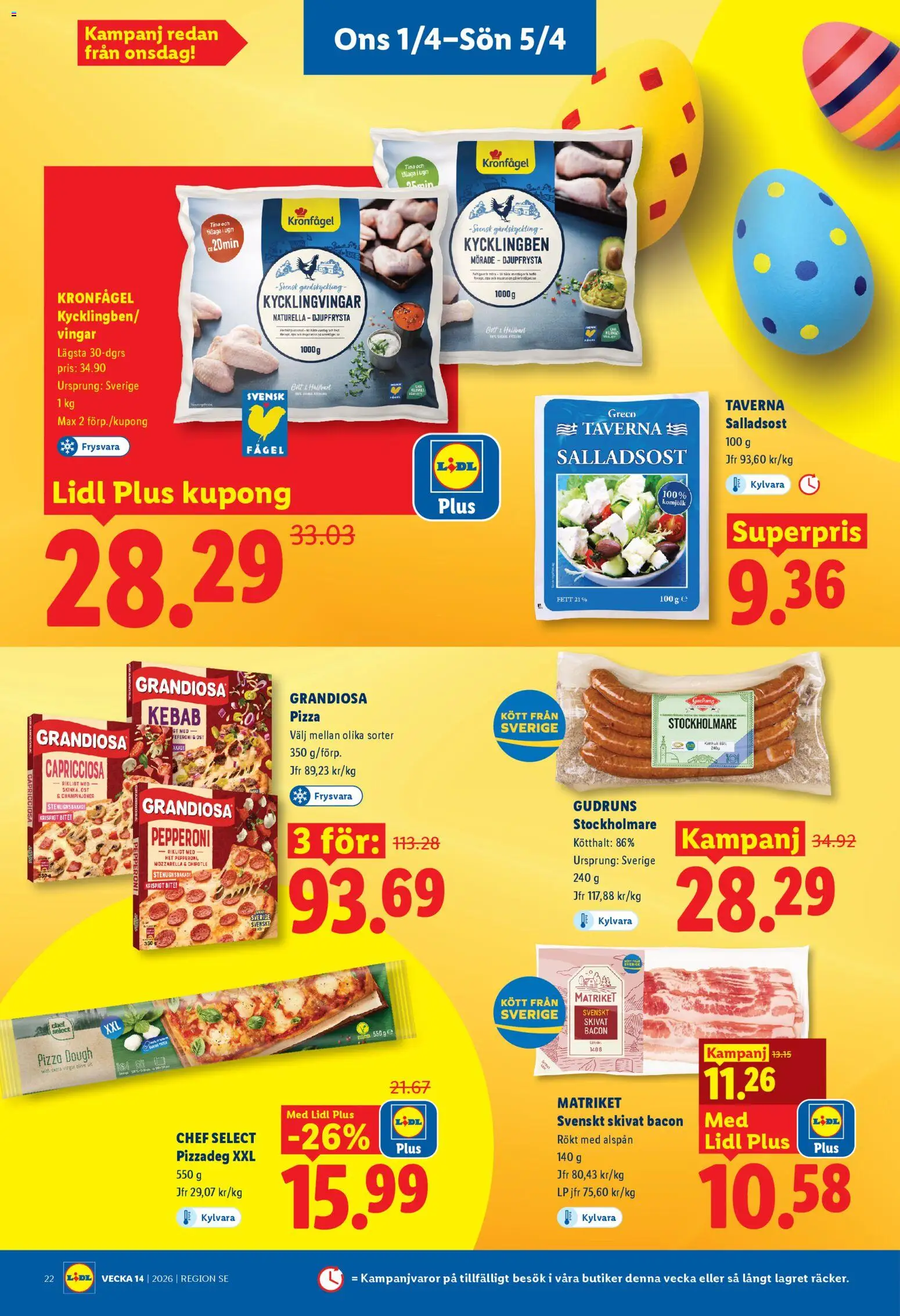 Lidl reklamblad aktuell från 01.04.2026 | Sida: 26 | Produkter: Bacon, Ost, Pizza, Champinjoner