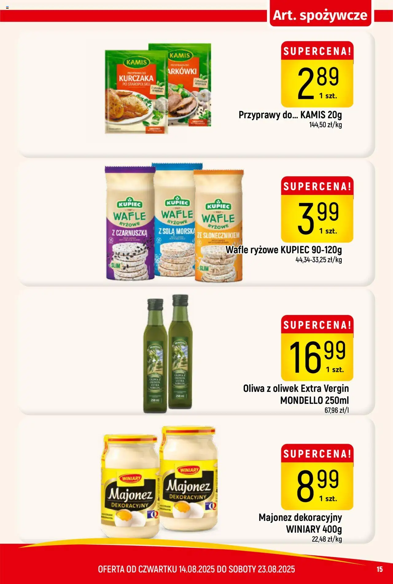 Piotruś Pan Gazetka od 14.08.2025 | Strona: 15 | Produkty: Czarnuszka, Wafle ryżowe, Przyprawy, Majonez
