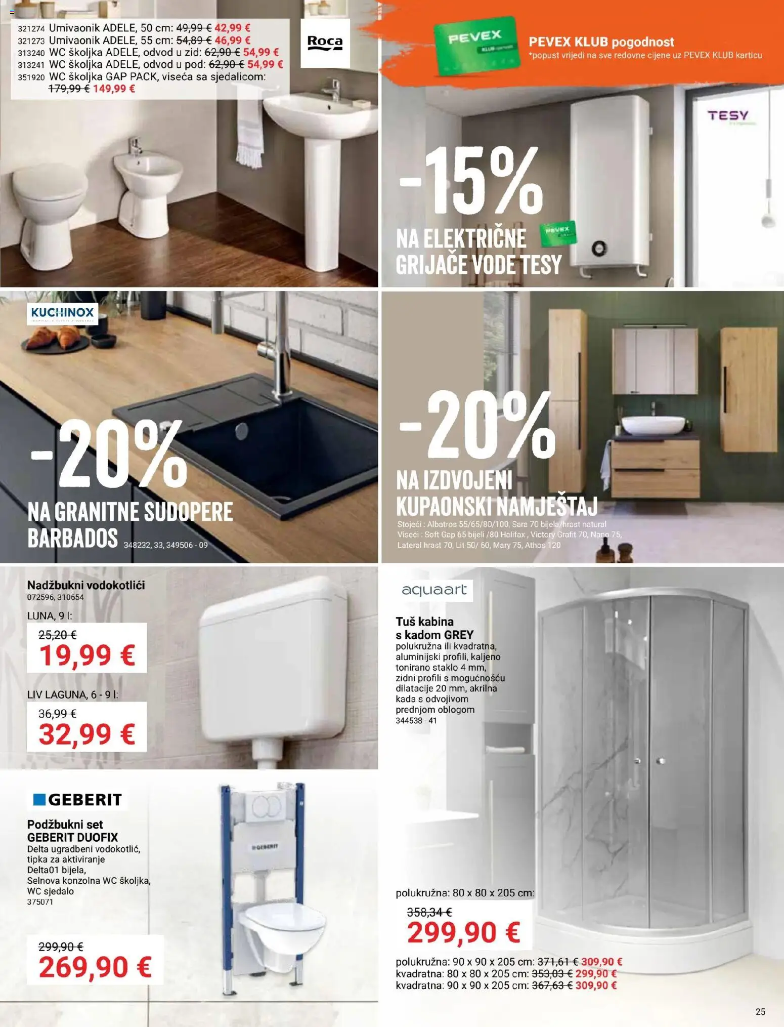 Pevex katalog | vrijedi od 23.10.2025 | Stranica: 25 | Proizvodi: Tuš, Tuš kabina, Wc školjka, Wc sjedalo