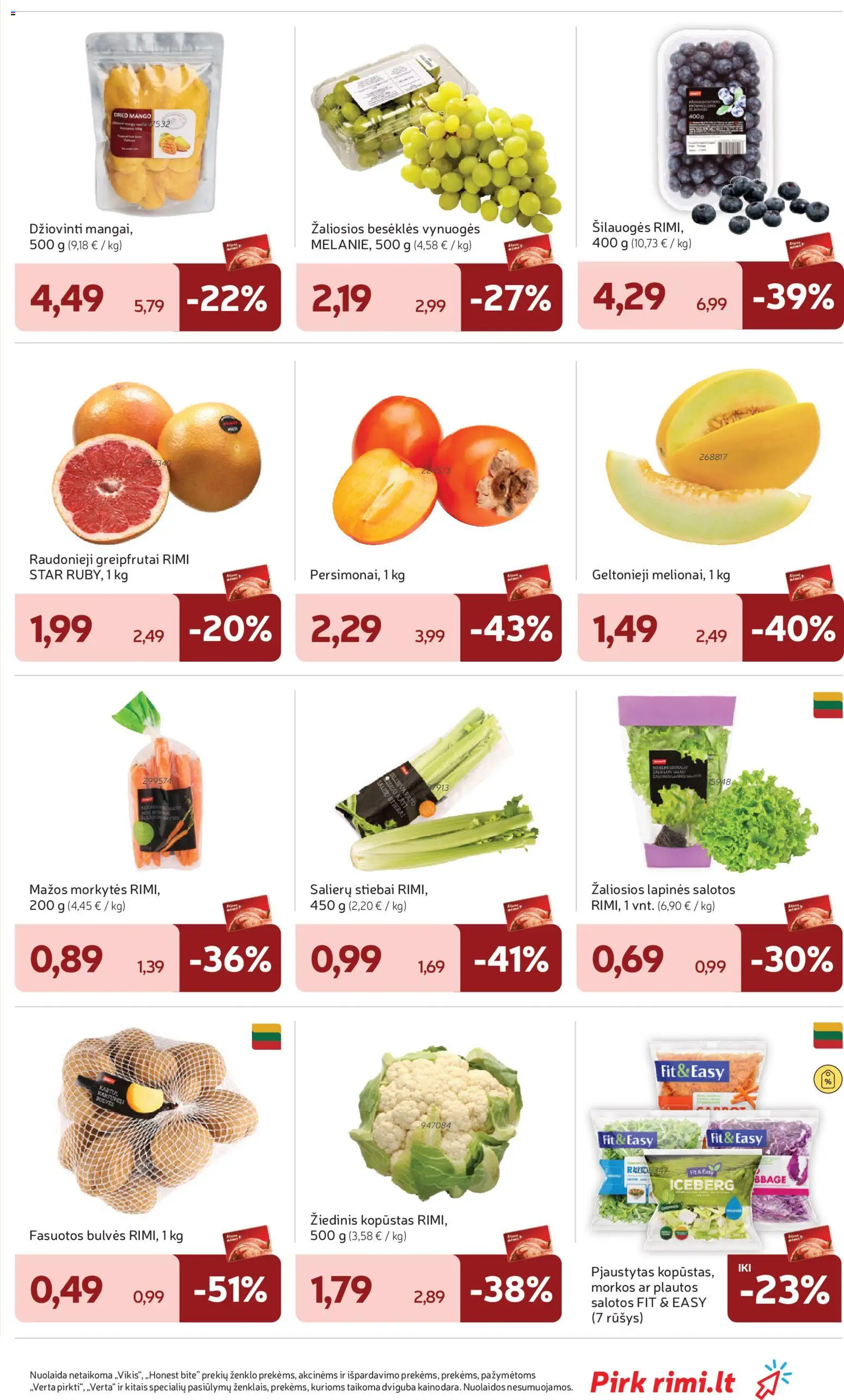 Rimi akcijos nuo 25.11.2025 | Puslapis: 15 | Prekių: Salotos, Bulvės, Šilauogės, Morkos