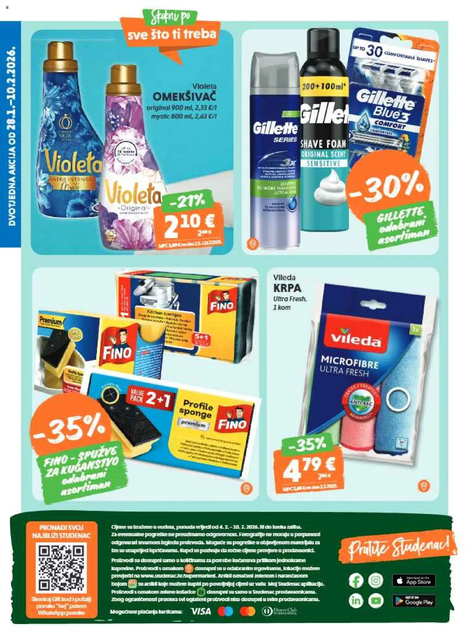 Studenac katalog | vrijedi od 04.02.2026 | Stranica: 30 | Proizvodi: Krpa, Omekšivač, Violeta, Vileda