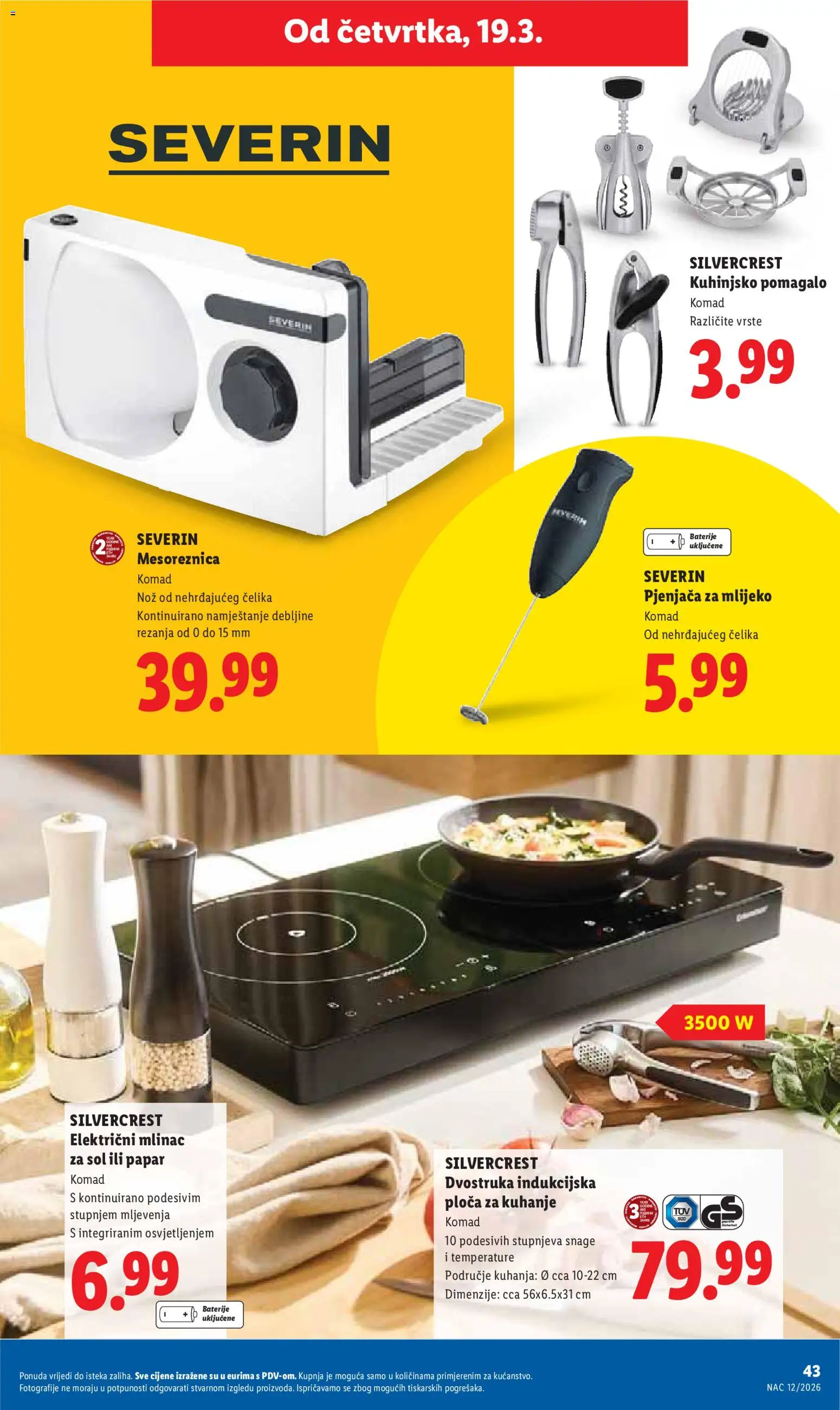 Lidl katalog | vrijedi od 16.03.2026 | Stranica: 43 | Proizvodi: Mesoreznica, Nož, Sol, Ploča za kuhanje