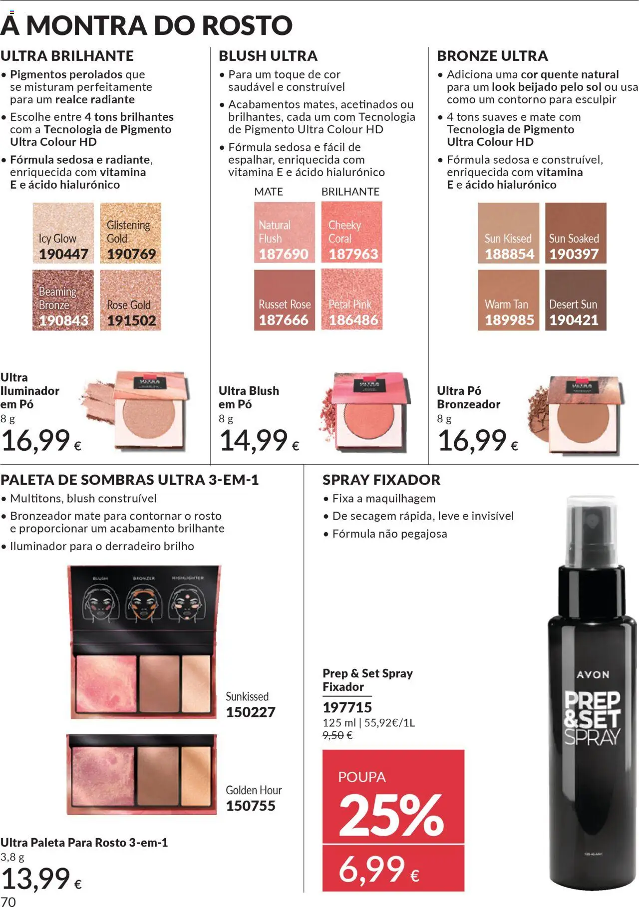 Catálogo Avon Campanha 10 │ válido de 01.10.2025 | Página: 70 | Produtos: Iluminador, Bronzeador, Maquilhagem, Fixador