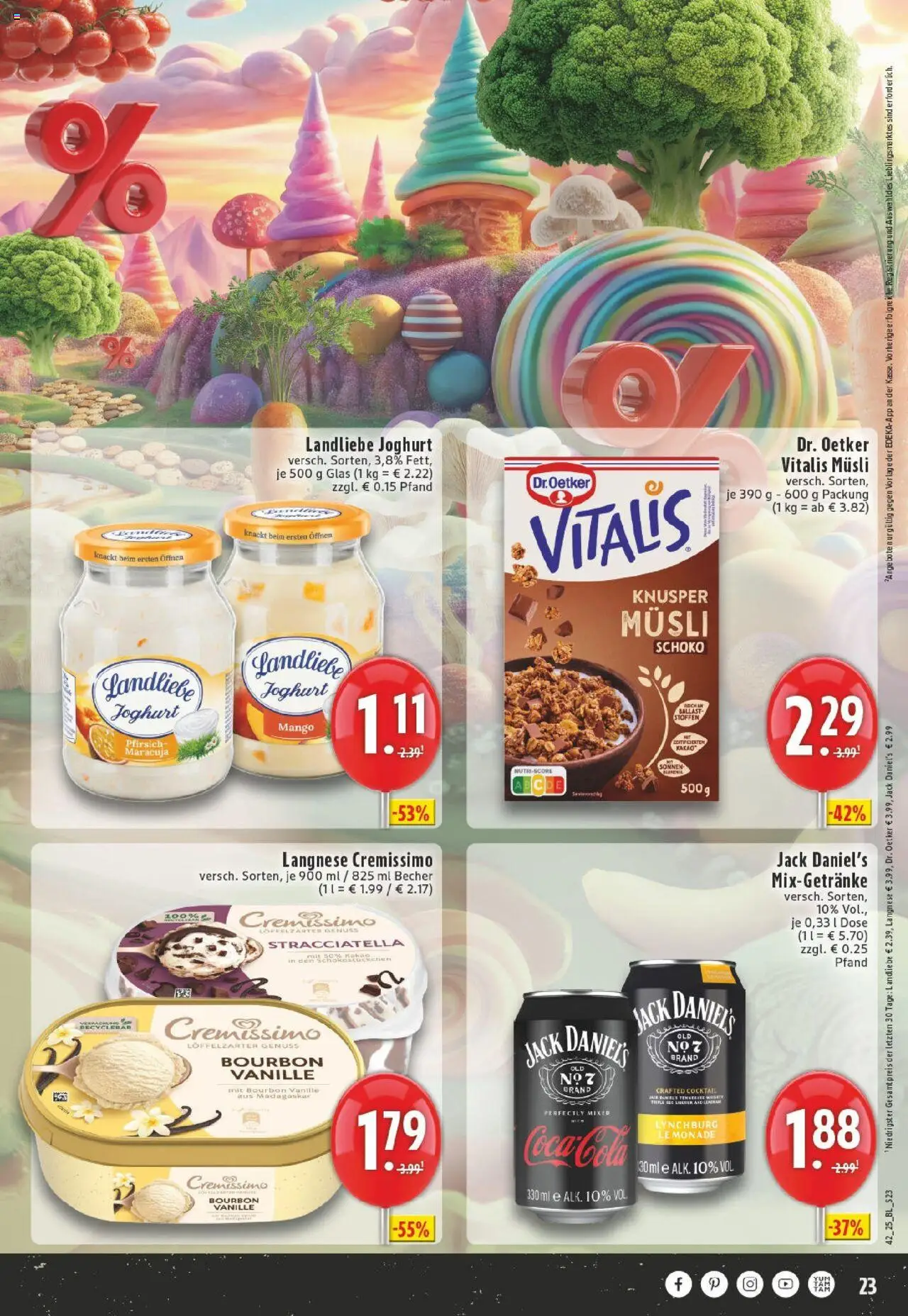 Edeka prospekt Lienen	 – gültig ab 13.10.2025 | Seite: 23 | Produkte: Musli, Langnese cremissimo, Joghurt, Jack Daniel's