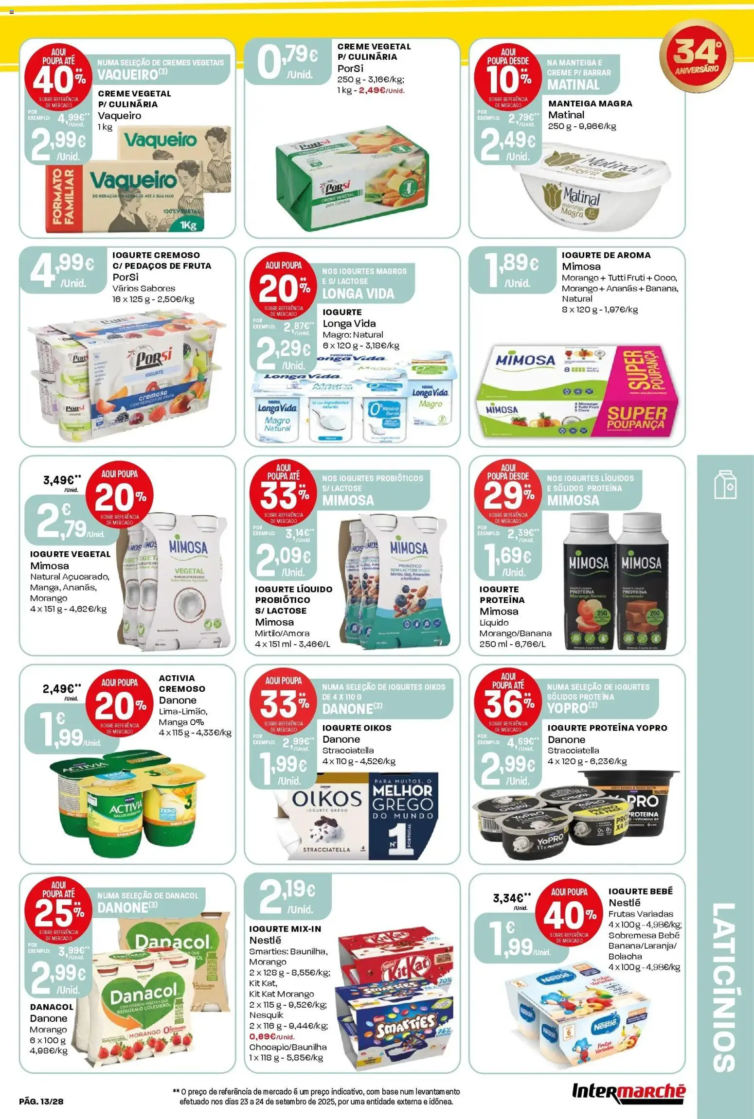 Intermarché - Aniversário à la poupança. » de 30/10/2025 - 05/11/2025 | Página: 13 | Produtos: Probióticos, Iogurtes, Creme, Proteina