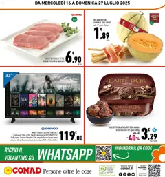Volantino Conad del 16.07.2025 | Pagina: 32 | Prodotti: smart TV, Gelato, Suino, Vaschette