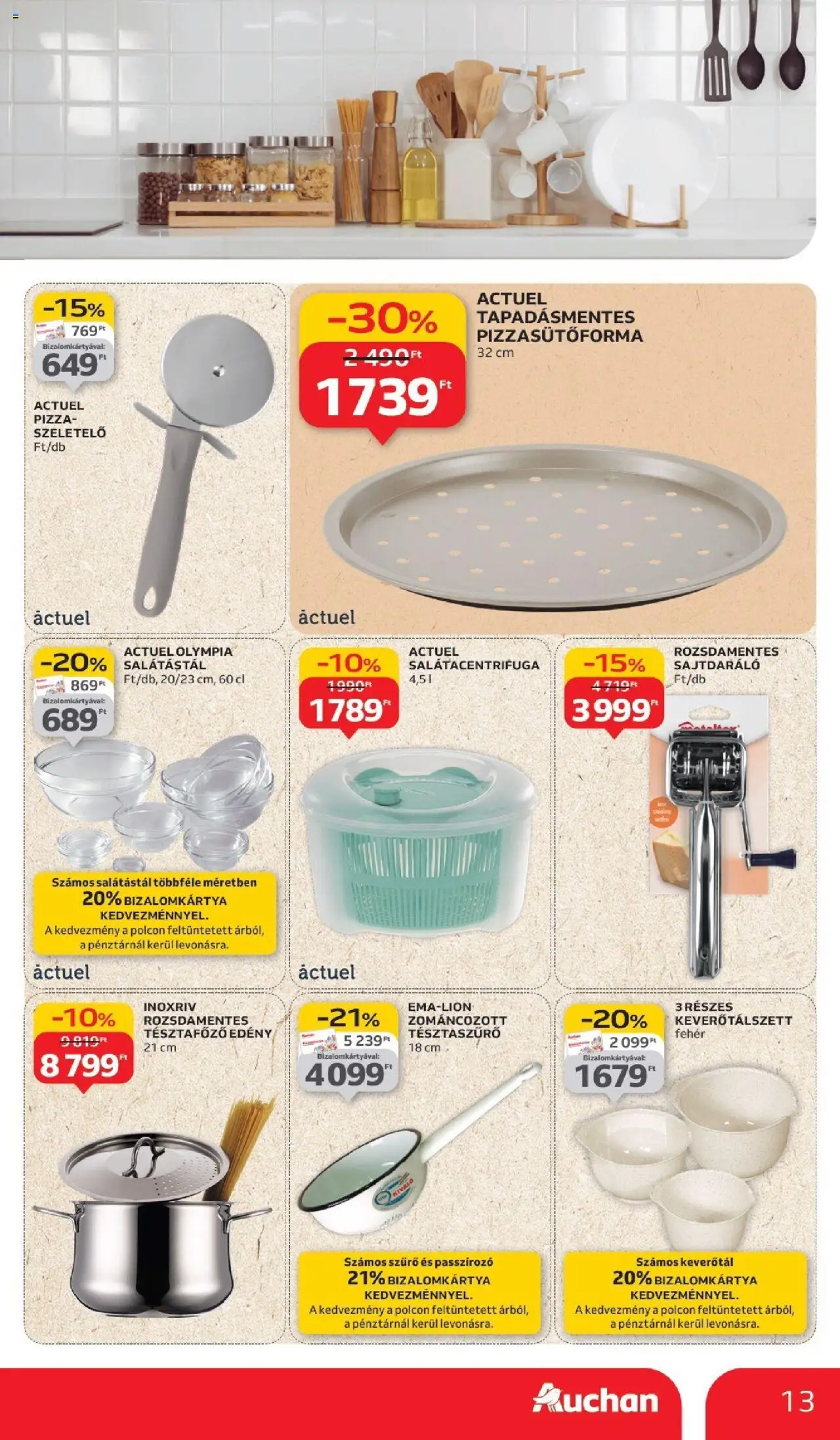 Auchan akciós ujság - amely érvényes a következő dátumtól: 11.09.2025 | Oldal: 13 | Termékek: Szeletelő, Edény, Pizza