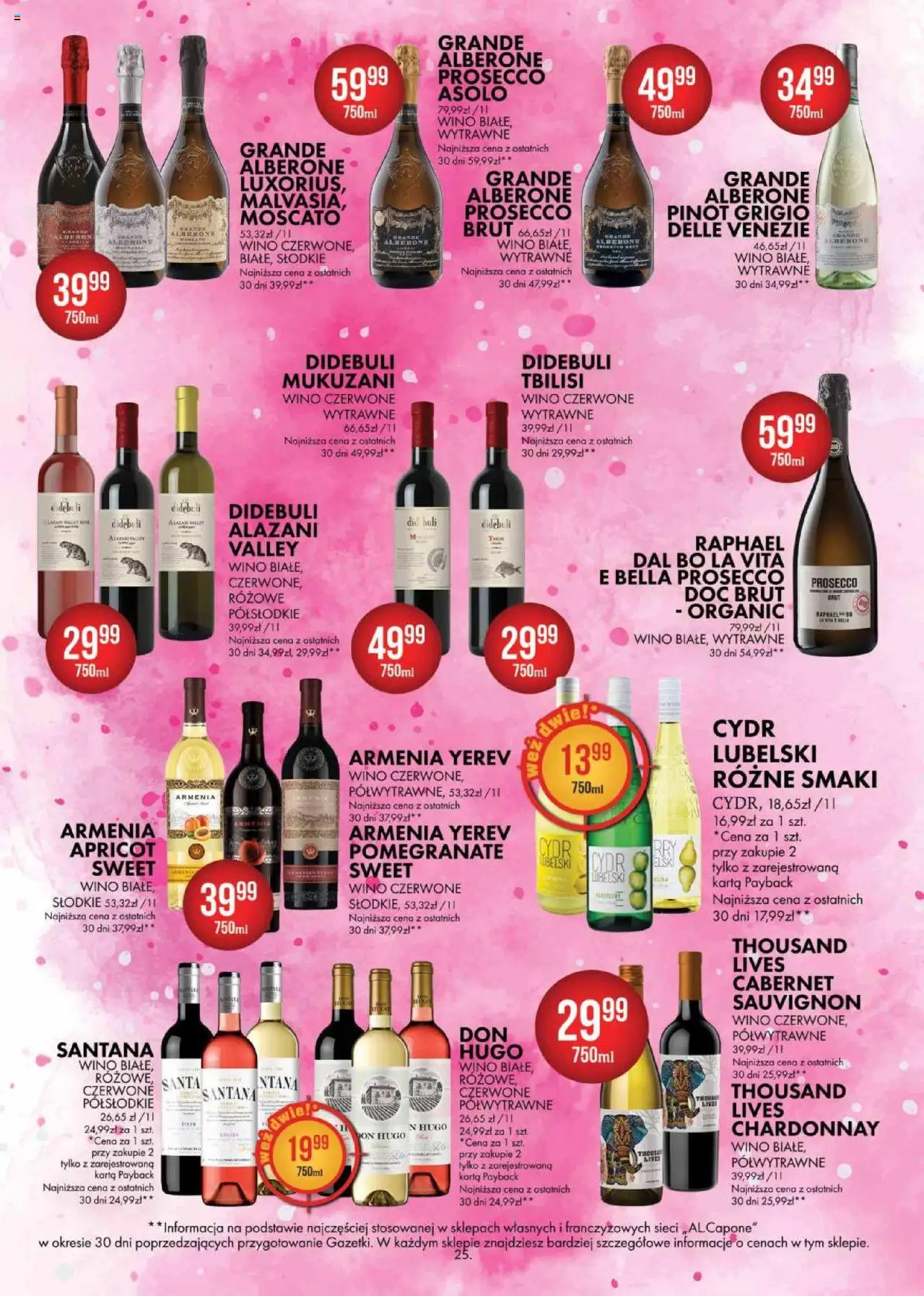Al.Capone Gazetka od 11.08.2025 | Strona: 25 | Produkty: Karta, Chardonnay, Wino, Prosecco
