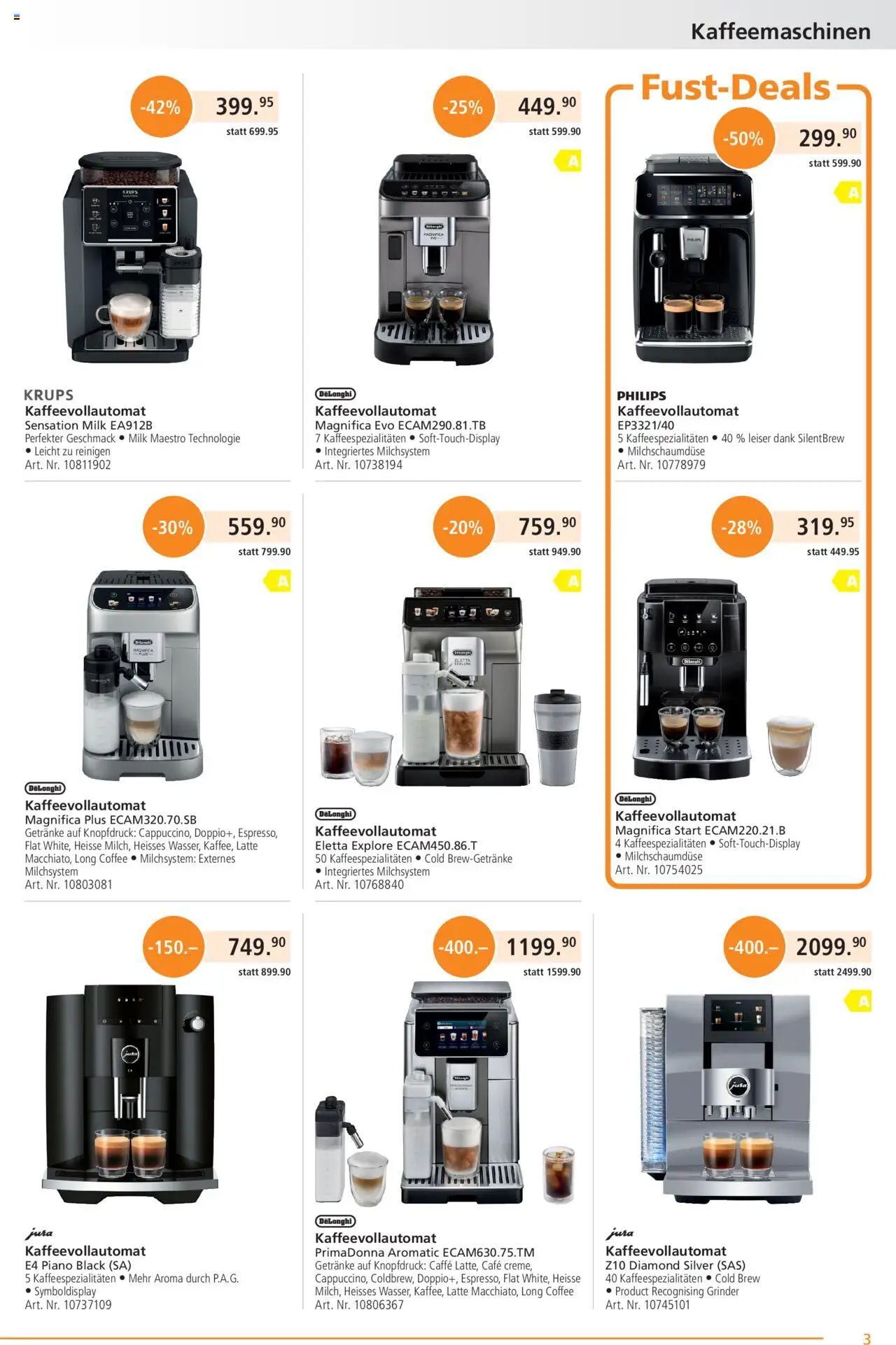 Fust Aktionen – gültig ab 20.10.2025 | Seite: 3 | Produkte: Jura, Krups, Kaffeevollautomat, Philips