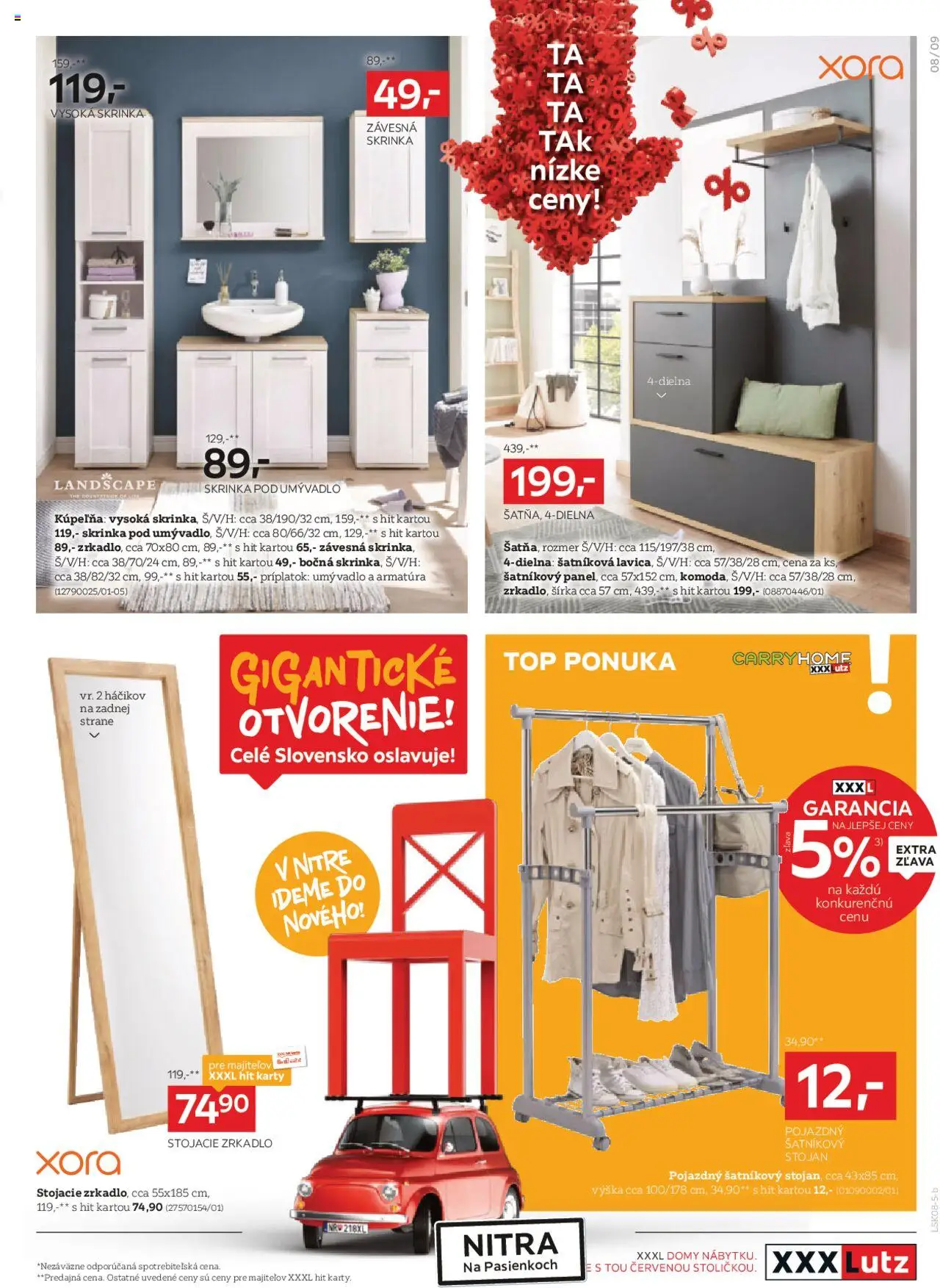 XXXLutz zľava 30 % takmer na všetko │ platný od 18.08.2025 | Strana: 9 | Produkty: Kúpelňa, Skrinka pod umývadlo, Zrkadlo, Skrinka