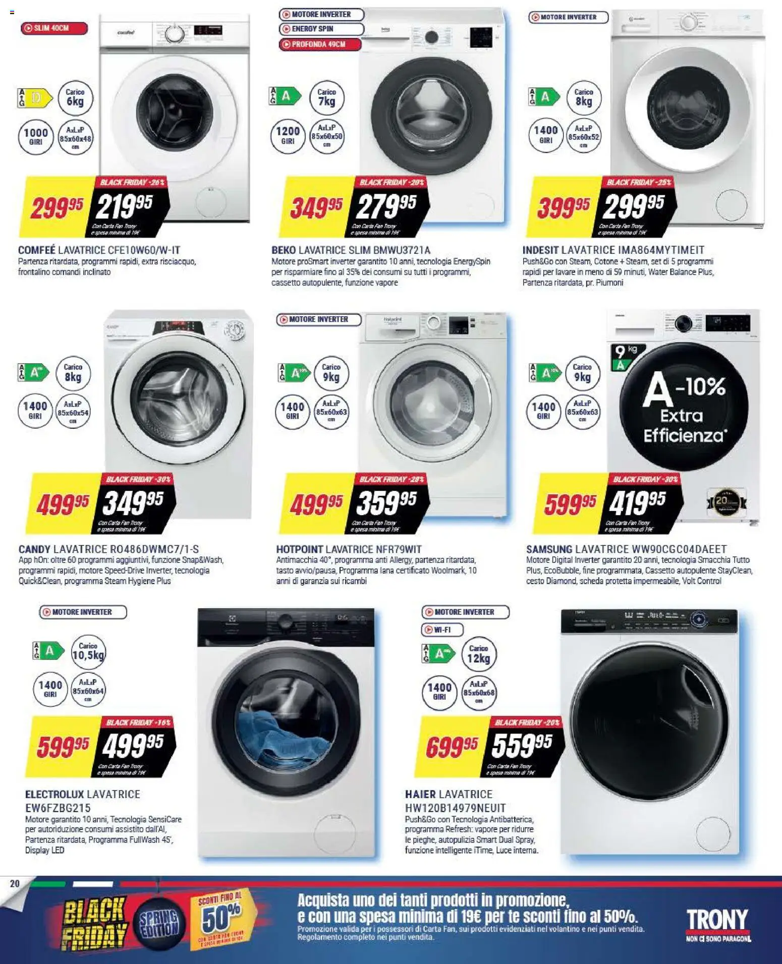 Volantino Trony volantino Calabria del 19.03.2026 | Pagina: 20 | Prodotti: Tè, Lavatrice, Samsung
