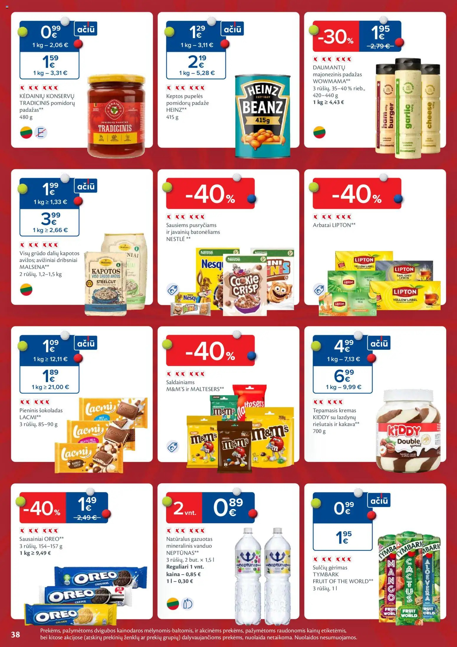MAXIMA akcijos nuo 13.01.2026 | Puslapis: 38 | Prekių: Sausainiai, Pomidorų padažas, Padažas, Mineralinis vanduo