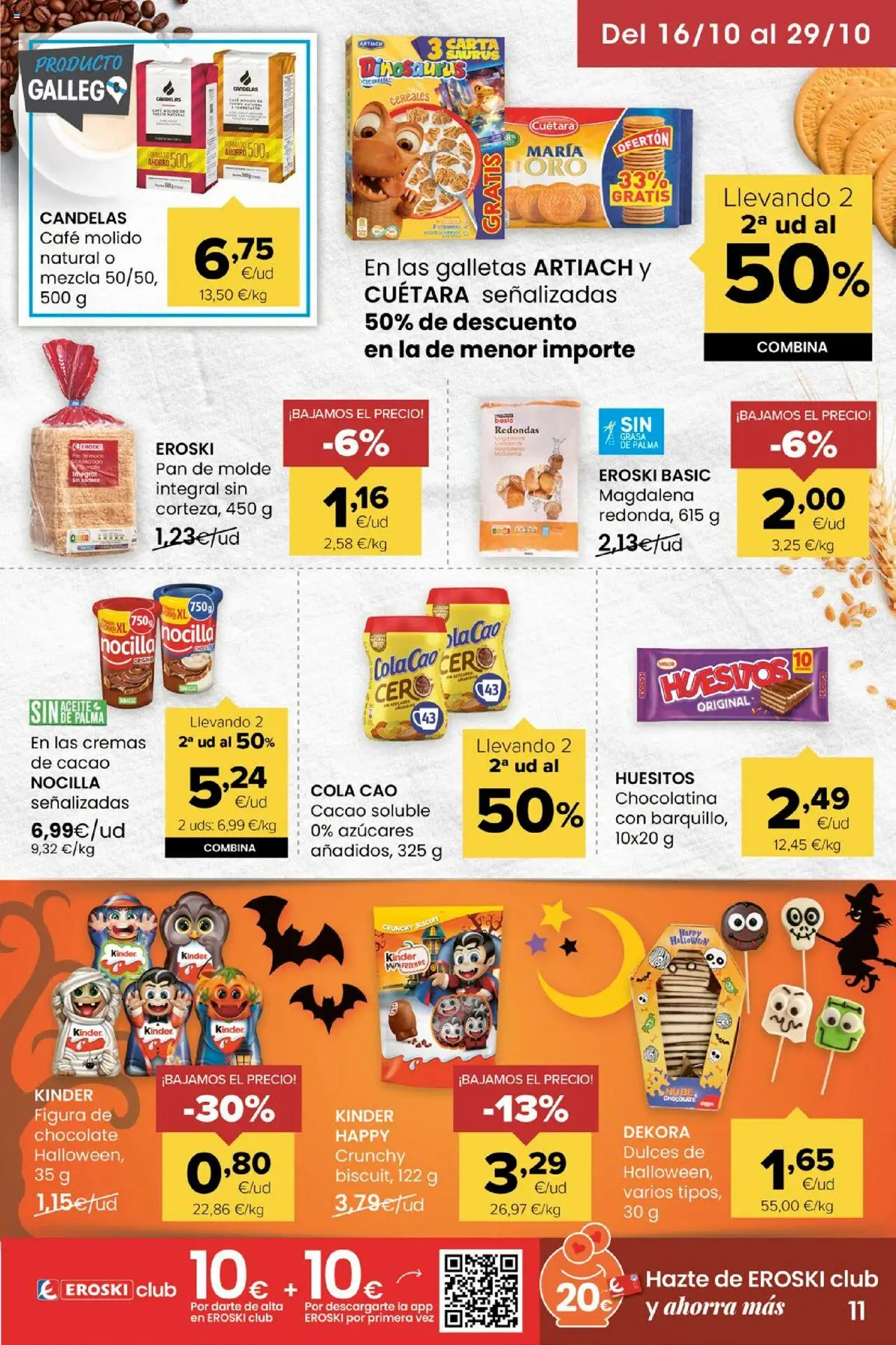 Eroski - Miramos por ti │ válido desde el 16.10.2025 | Página: 11 | Productos: Café, Café molido, Cereales, Galletas