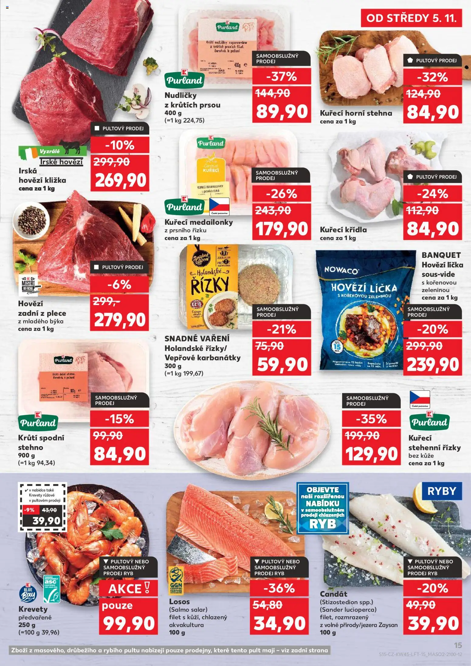 Kaufland leták - Brno od 05.11.2025 | Strana: 15 | Produkty: Hovězí líčka, Hovězí, Hovězí zadní, Losos