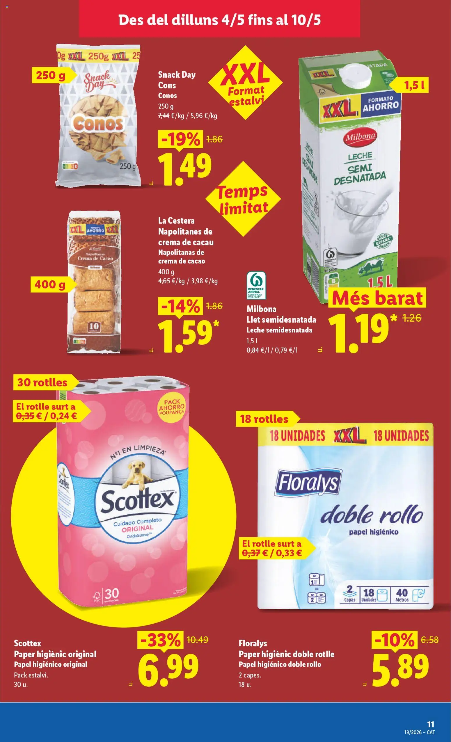Lidl folleto │ válido desde el 04.05.2026 | Página: 13 | Productos: Leche, Papel higienico, Crema, Φρυγανιές σικάλεως