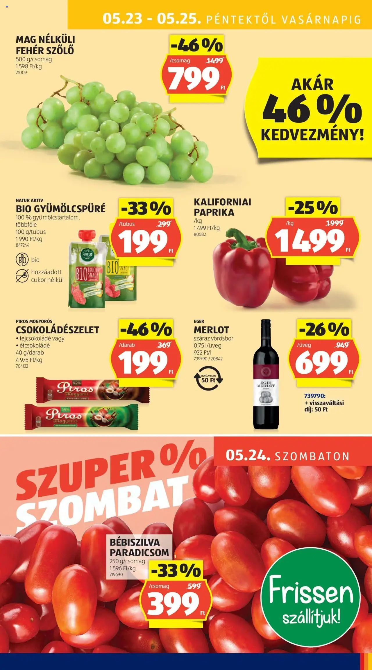 Aldi akciós ujság - amely érvényes a következő dátumtól: 29.05.2025 | Oldal: 53 | Termékek: Szőlő, Tejcsokoládé, Kaliforniai paprika, Cukor