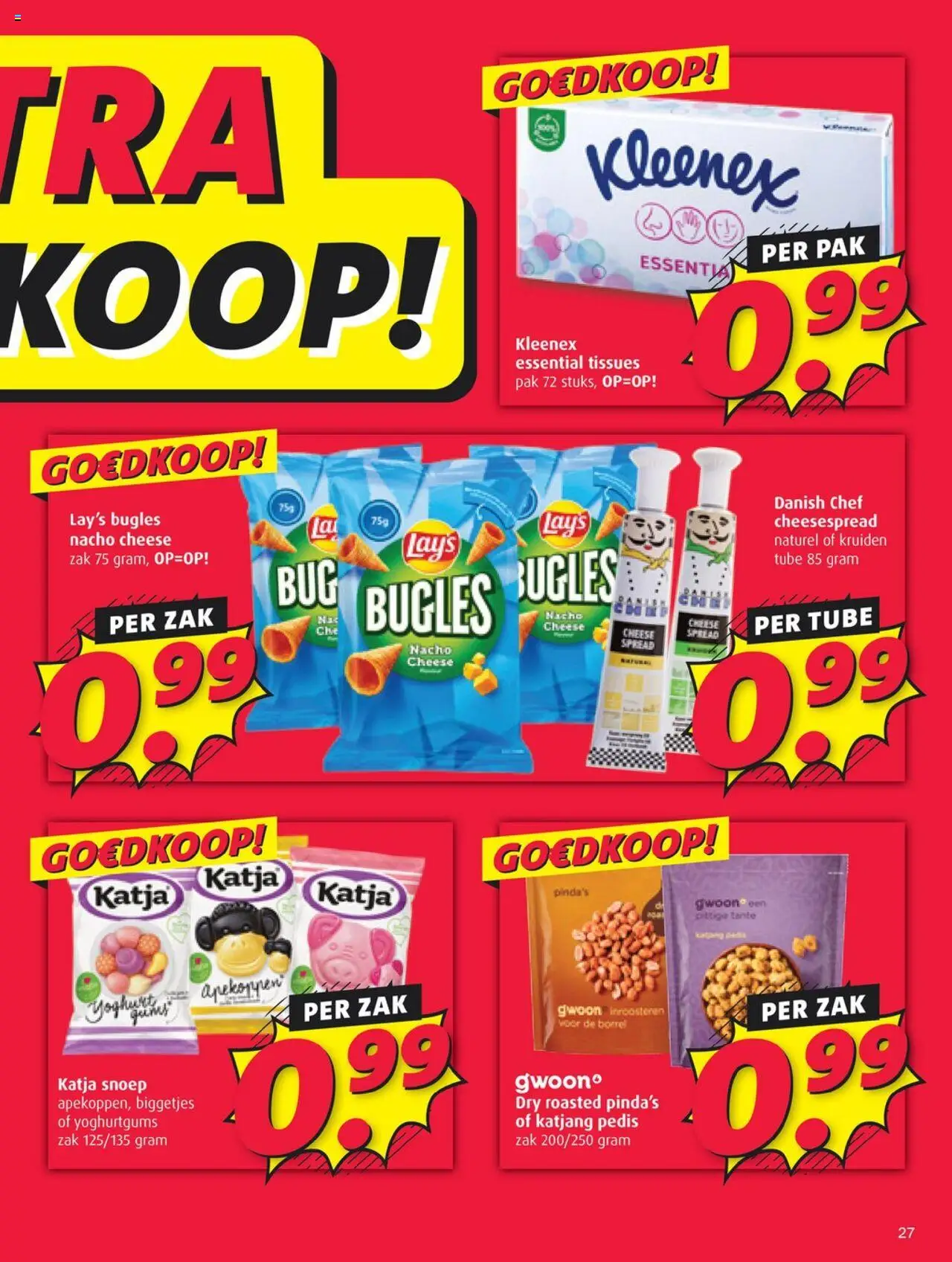 | Pagina: 27 | Producten: Snoep, Yoghurt, Zak, Tissues
