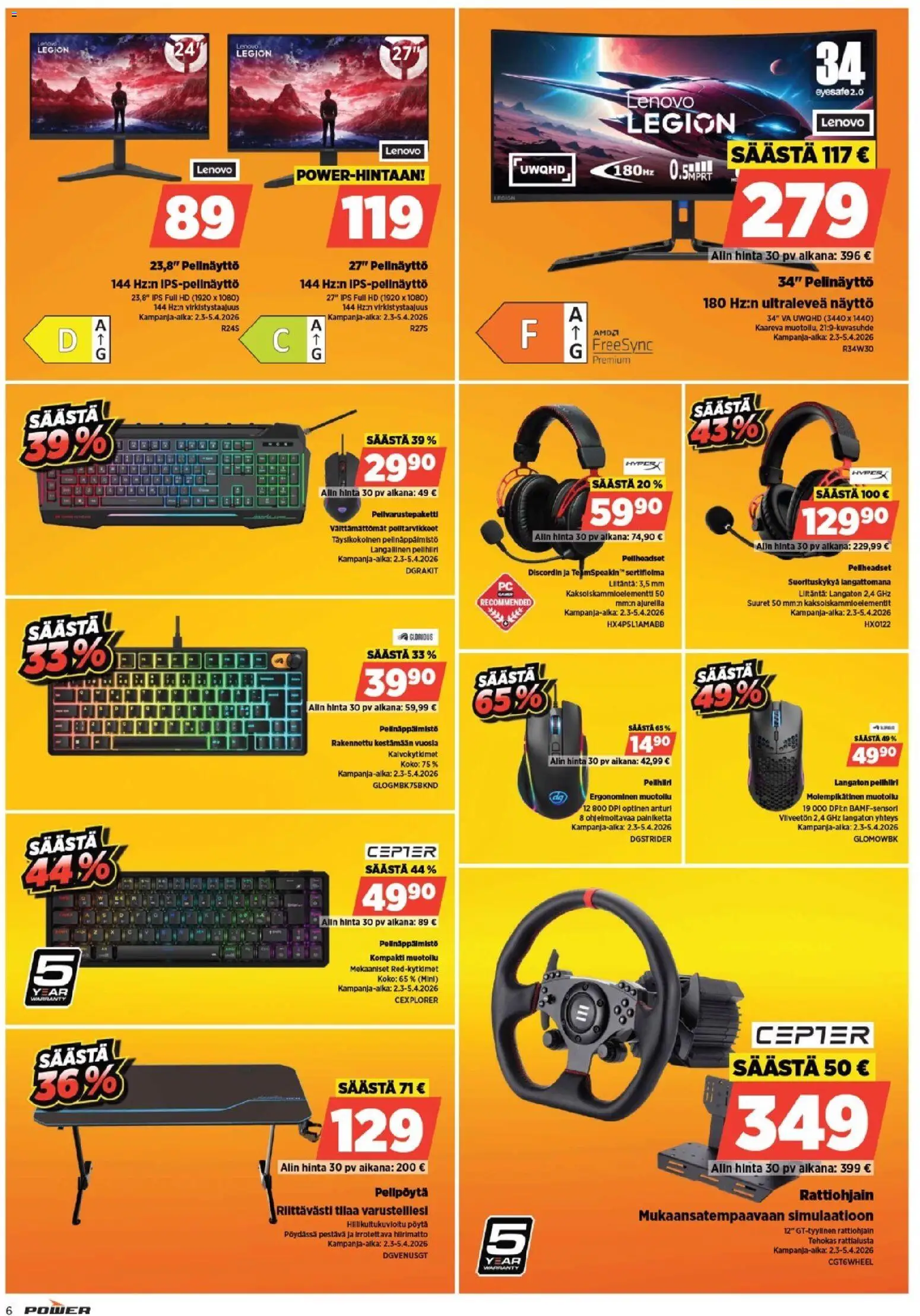Power tarjoukset – voimassa 23.03.2026 alkaen | Sivu: 6 | Tuotteet: Pöytä, Näyttö