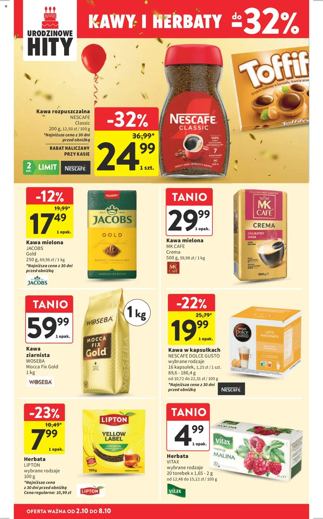 Intermarche Gazetka od 02.10.2025 | Strona: 30 | Produkty: Malina, Nescafe, Kawa rozpuszczalna, Kawa