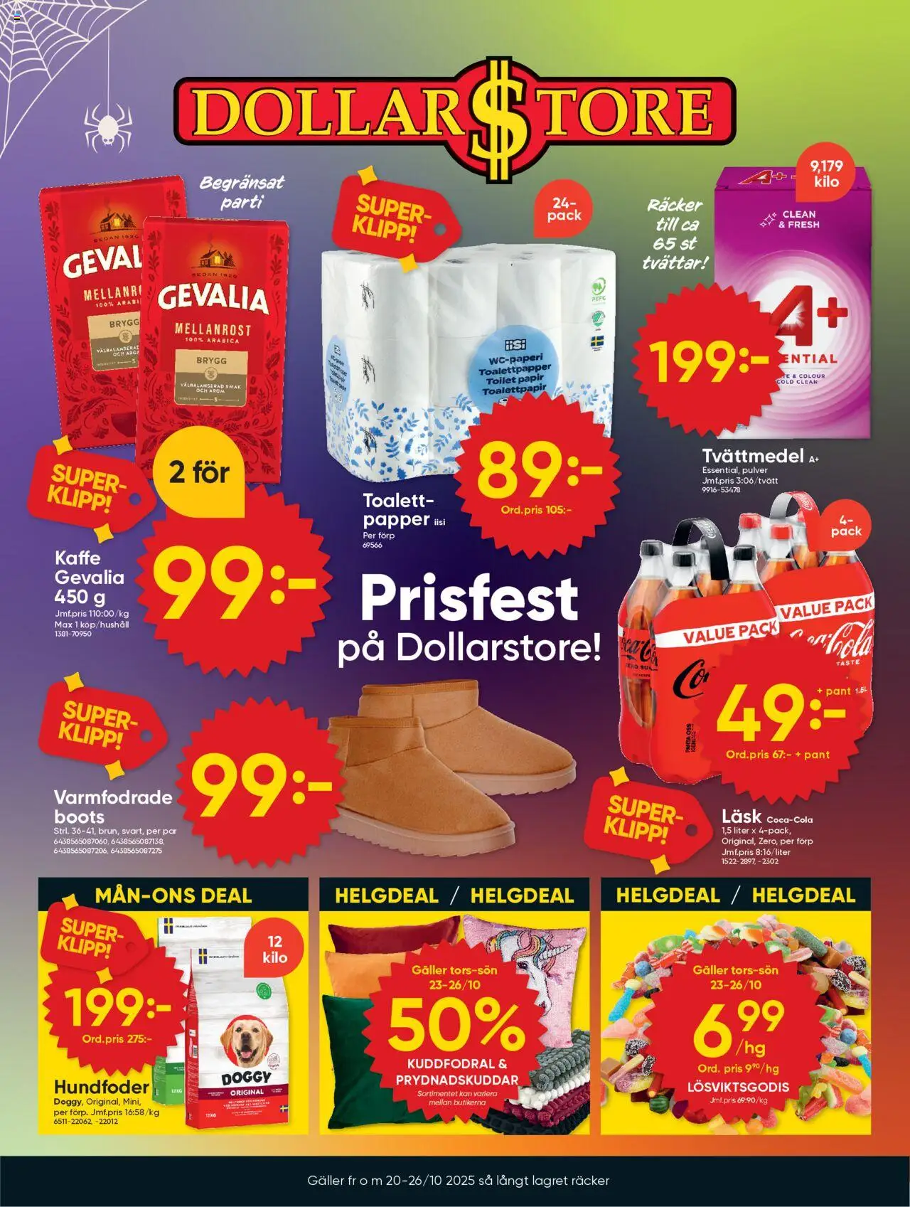 Dollar Store reklamblad aktuell från 20.10.2025 | Sida: 1 | Produkter: Tvättmedel, Galler, Toalett, Te