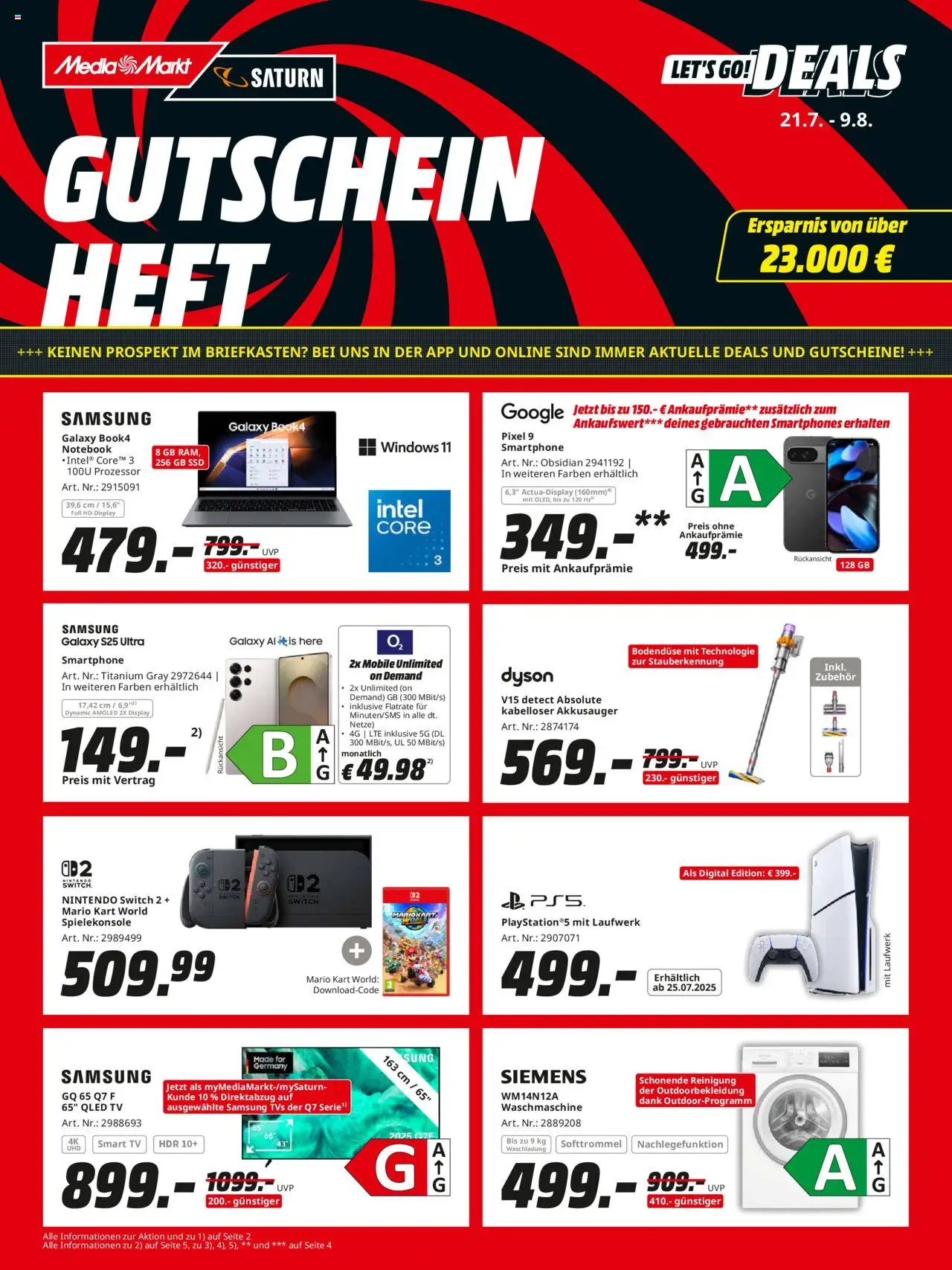 Media Markt Prospekt 	 - gültig ab dem 21.07.2025 | Seite: 1 | Produkte: Dyson, Smart TV, Notebook, Smartphone