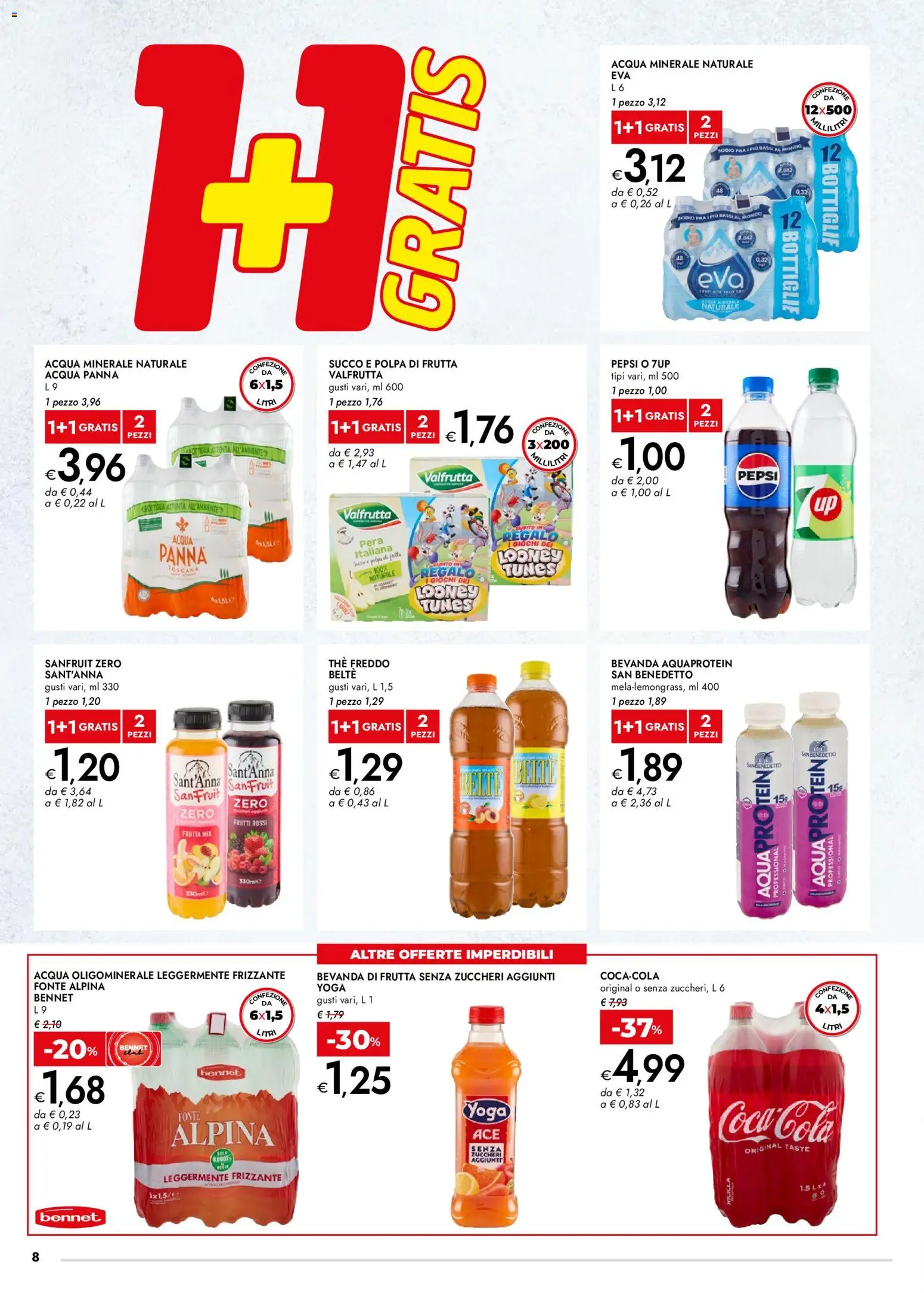 Volantino bennet del 23.04.2026 | Pagina: 8 | Prodotti: Succo, Acqua, Frutta, Bottiglia